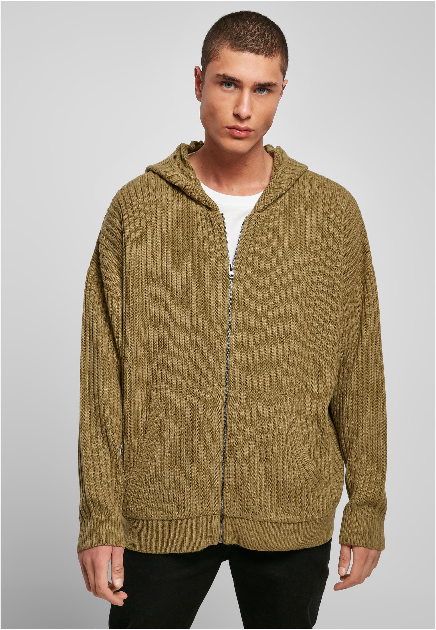 Men&#039;s Knitted Zip Hoody Olive