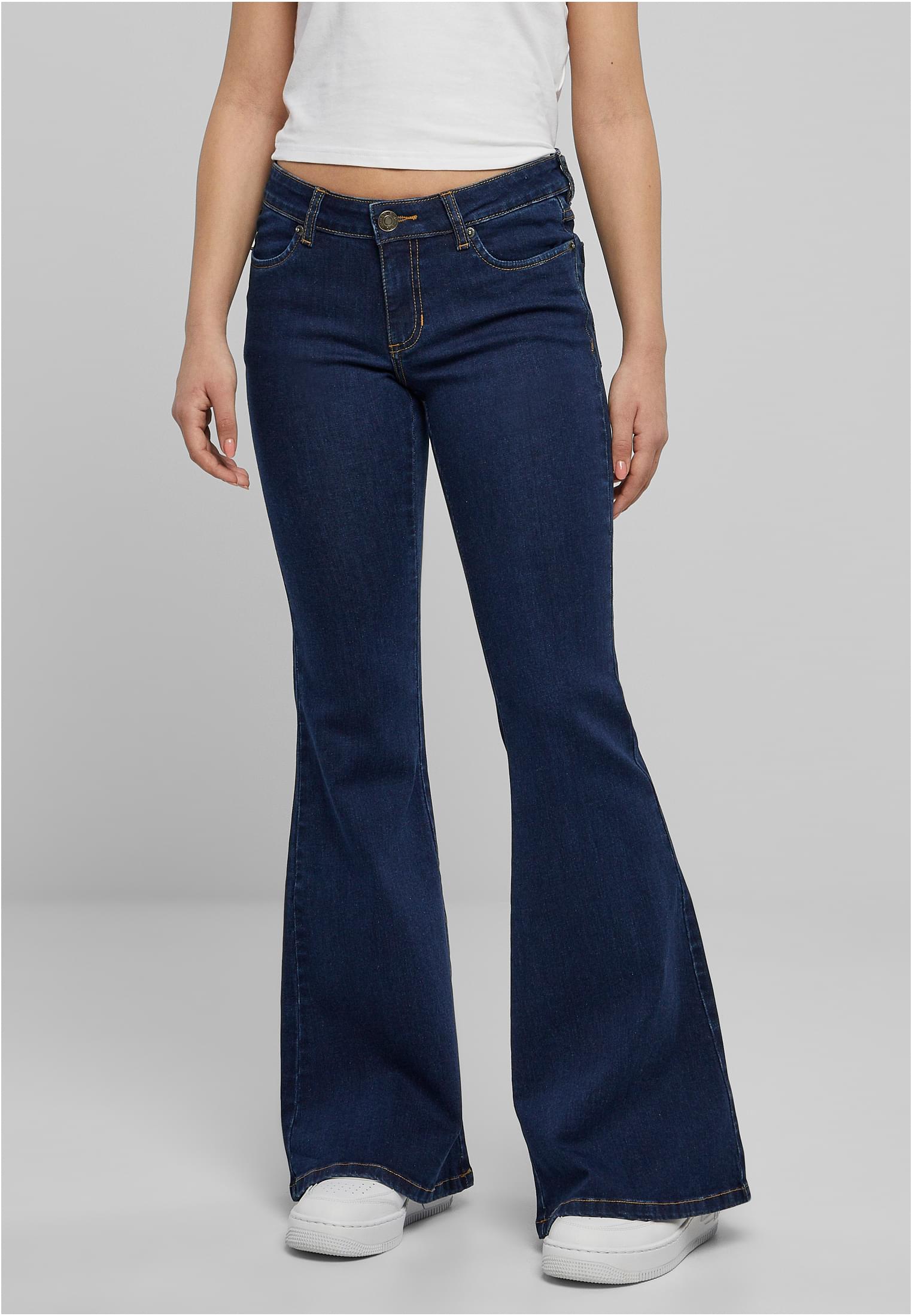 Women&#039;s Bell-bottomed Jeans - Navy Blue