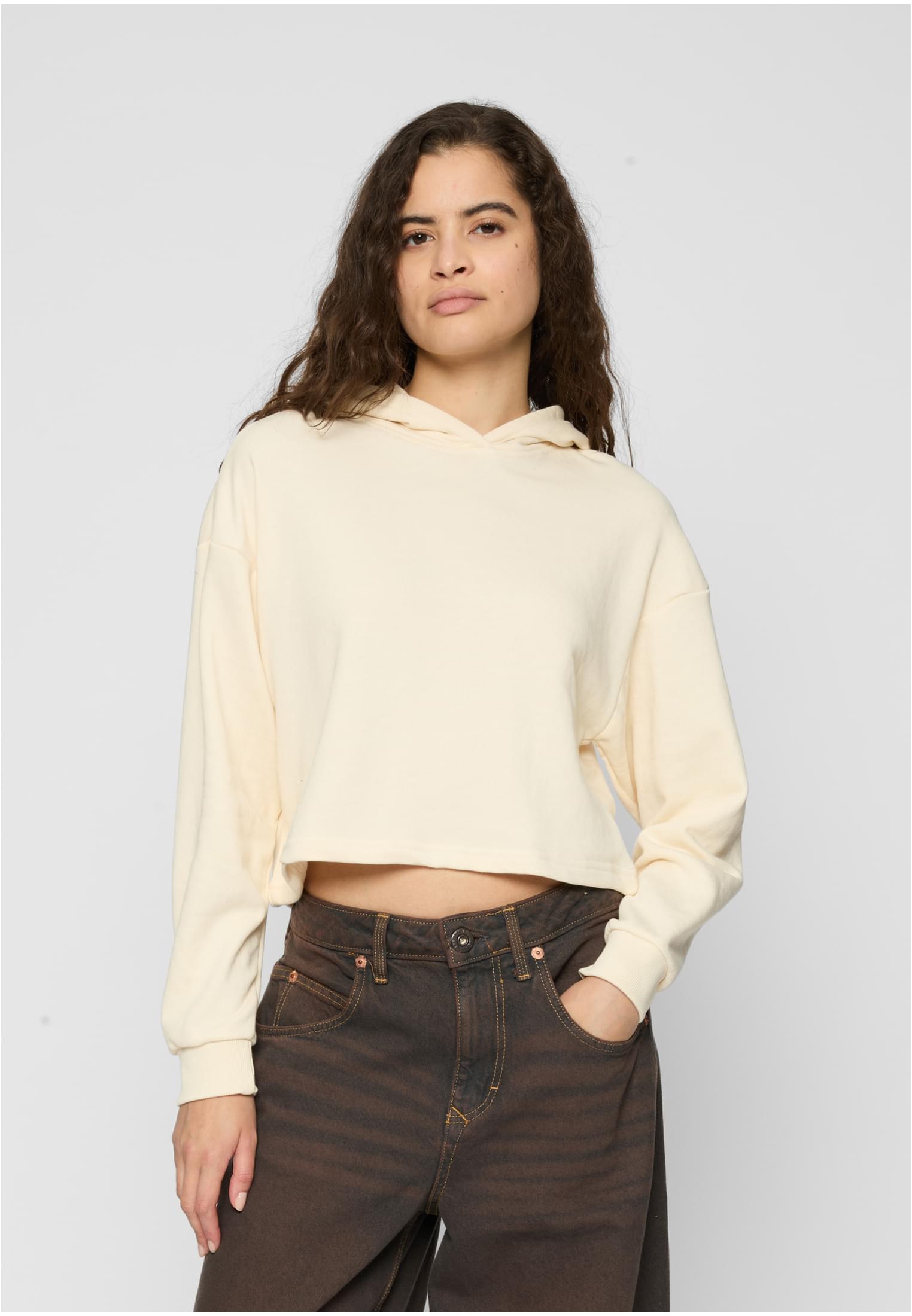 Women&#039;s Oversized Hooded Sweatshirt Light Terry - Cream