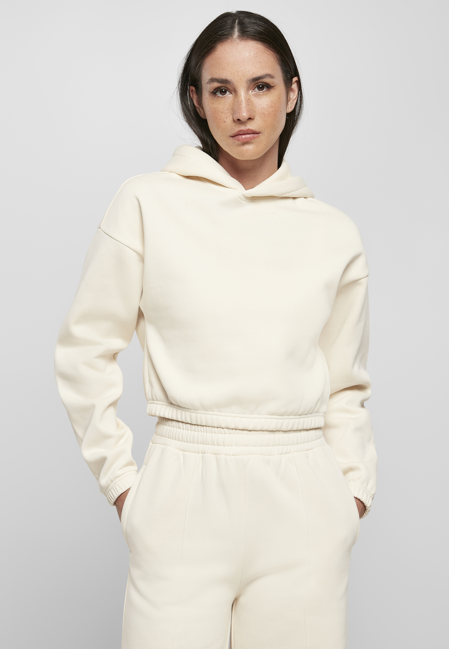 Womens short oversized hoodie whitesand