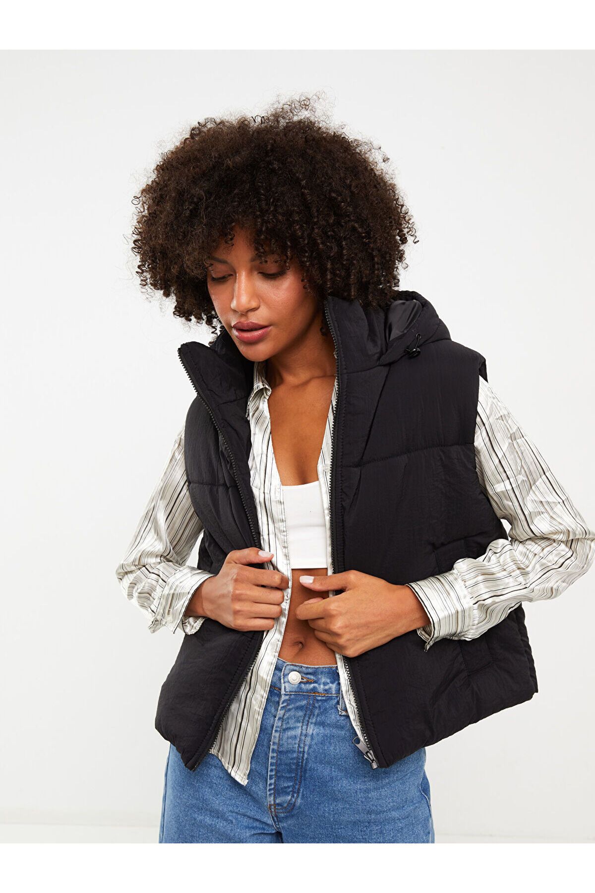 LC Waikiki Lw - Women's Hooded Plain Puffer Vest