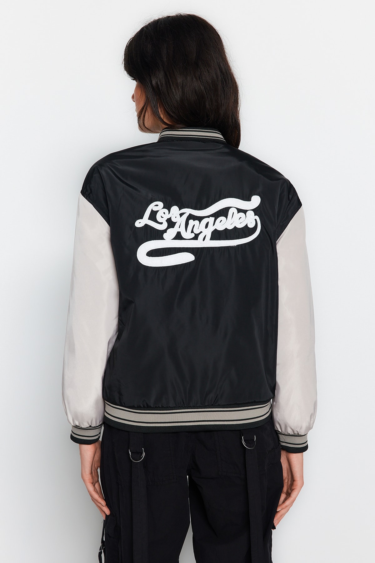 Trendyol Black oversize nepremokavá bomber bunda kabát