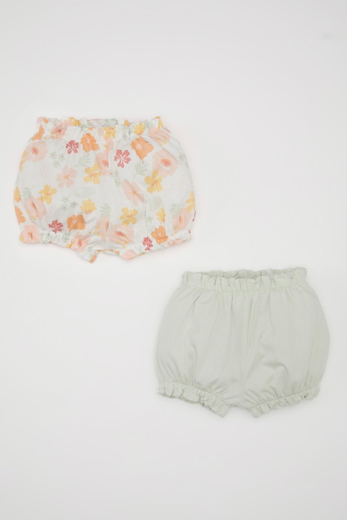 DEFACTO Baby Girl Floral Combed Cotton 2-Piece Shorts