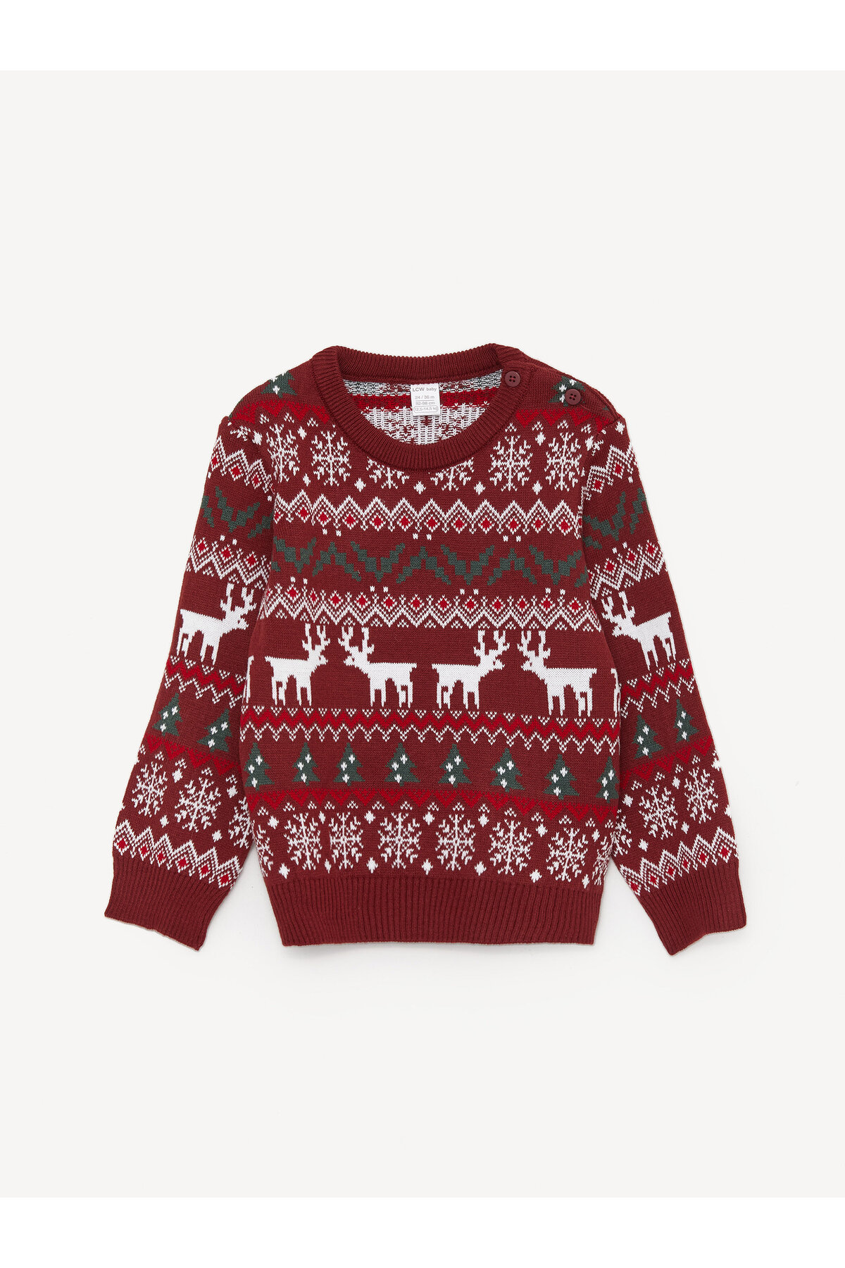 LC Waikiki Crew Neck Long Sleeve Christmas Themed Baby Boy Knitwear Sweater