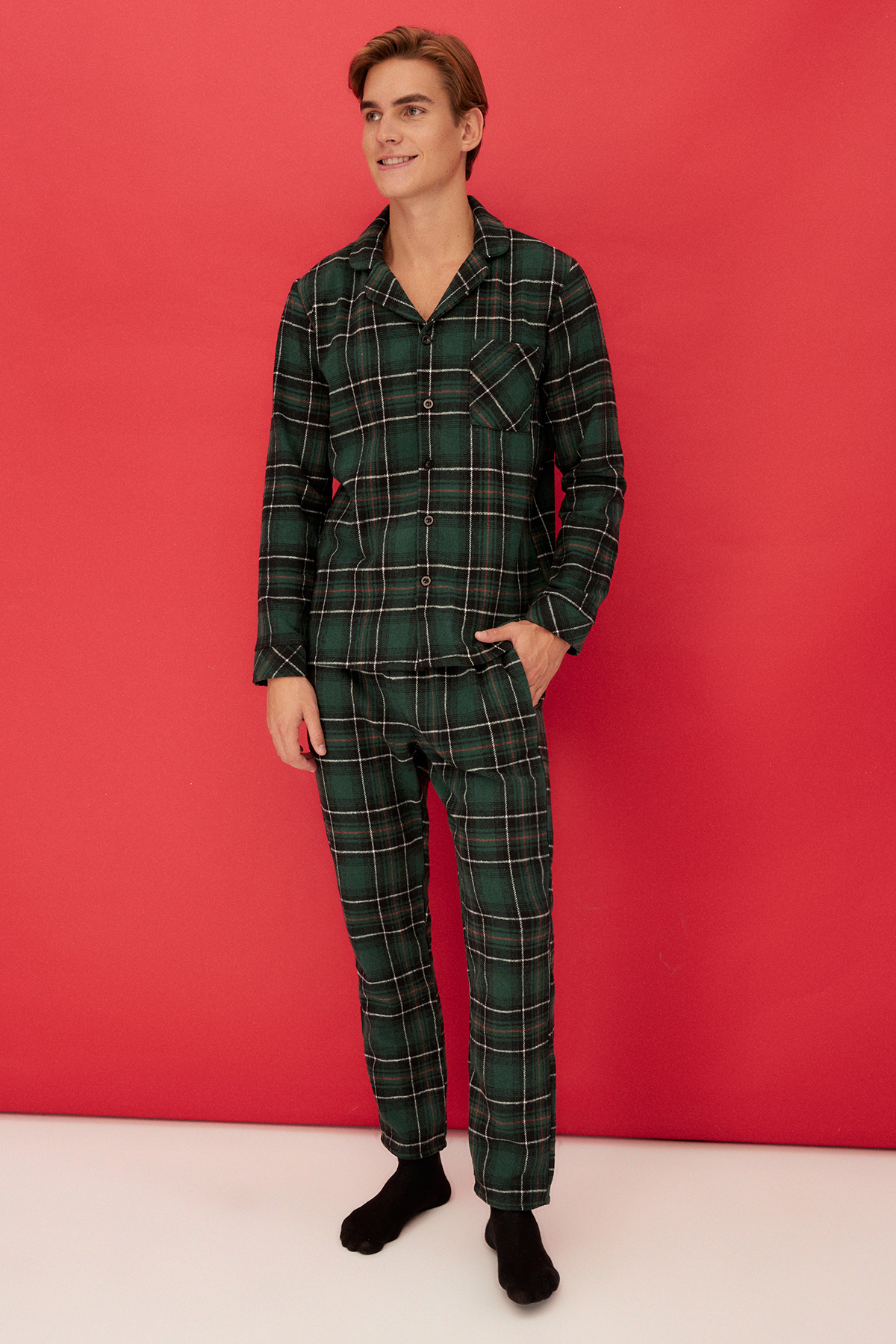 Herren Pyjama Trendyol TMNAW22PT1080/Green
