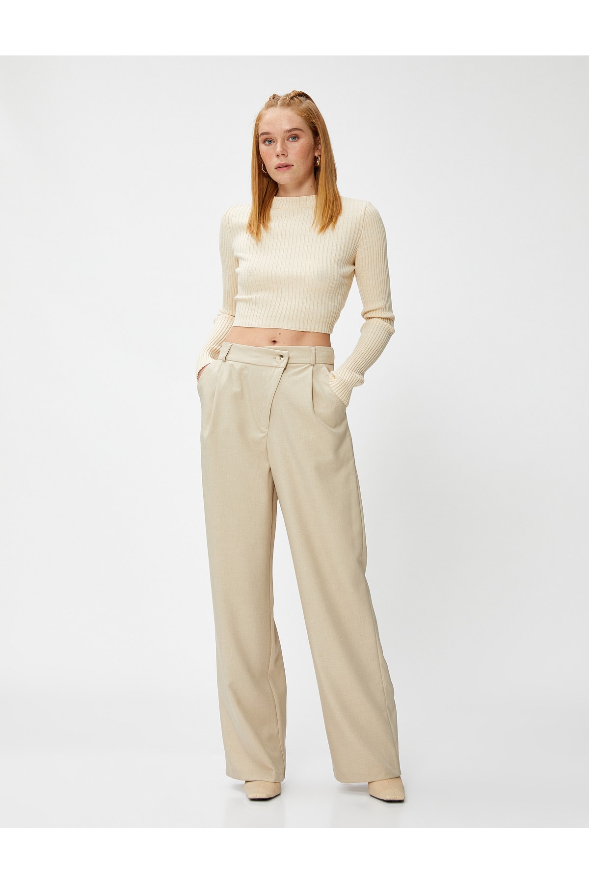 Koton Wide Leg Trousers Waist Detail