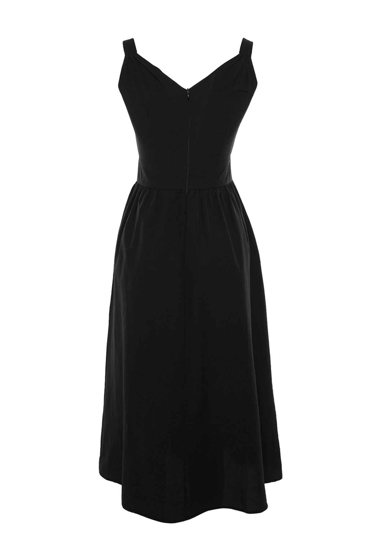 Trendyol Black Woven Strap Rochie midi țesută detaliată