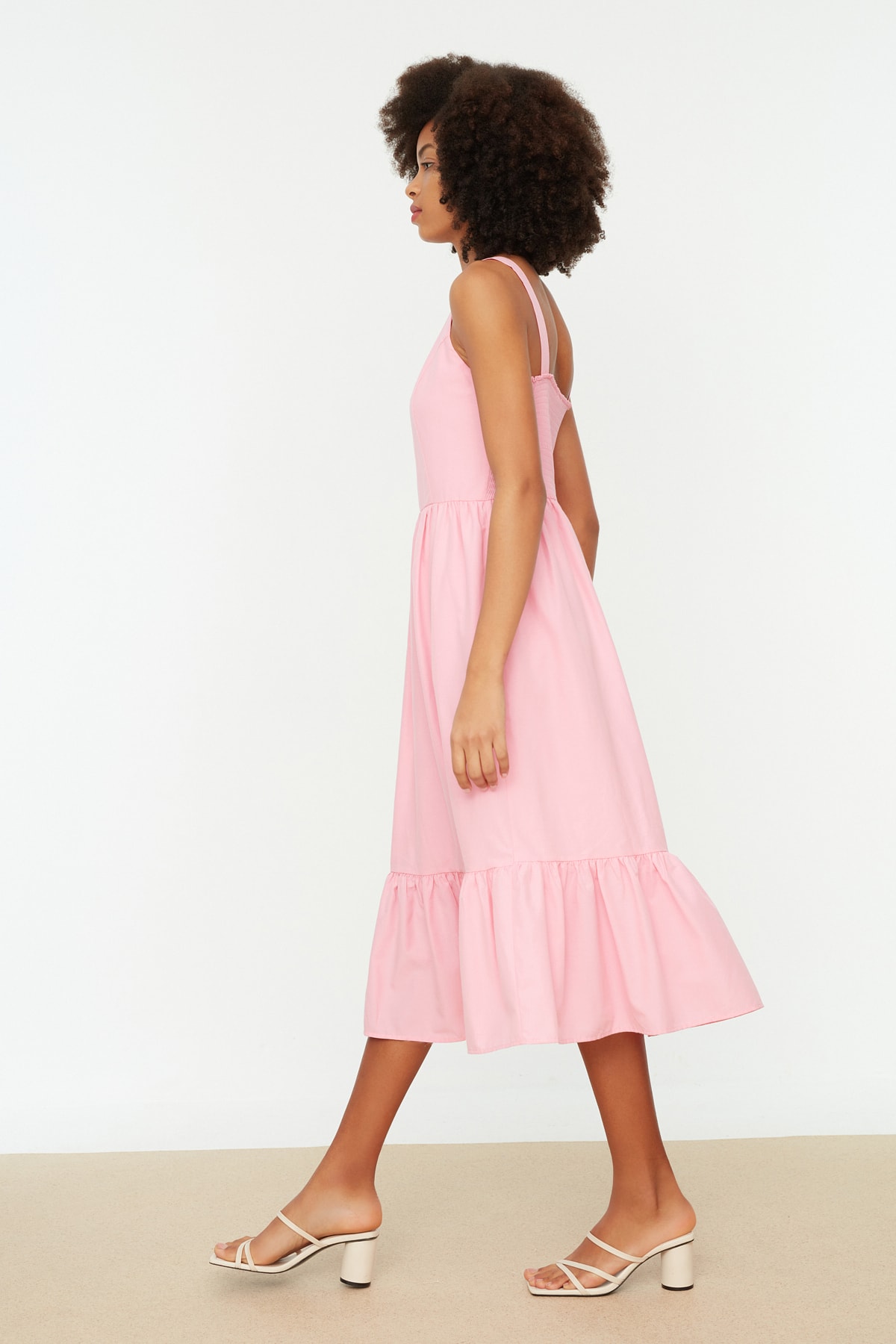 Trendyol Pink Gipe detaliate fermoar Rochie