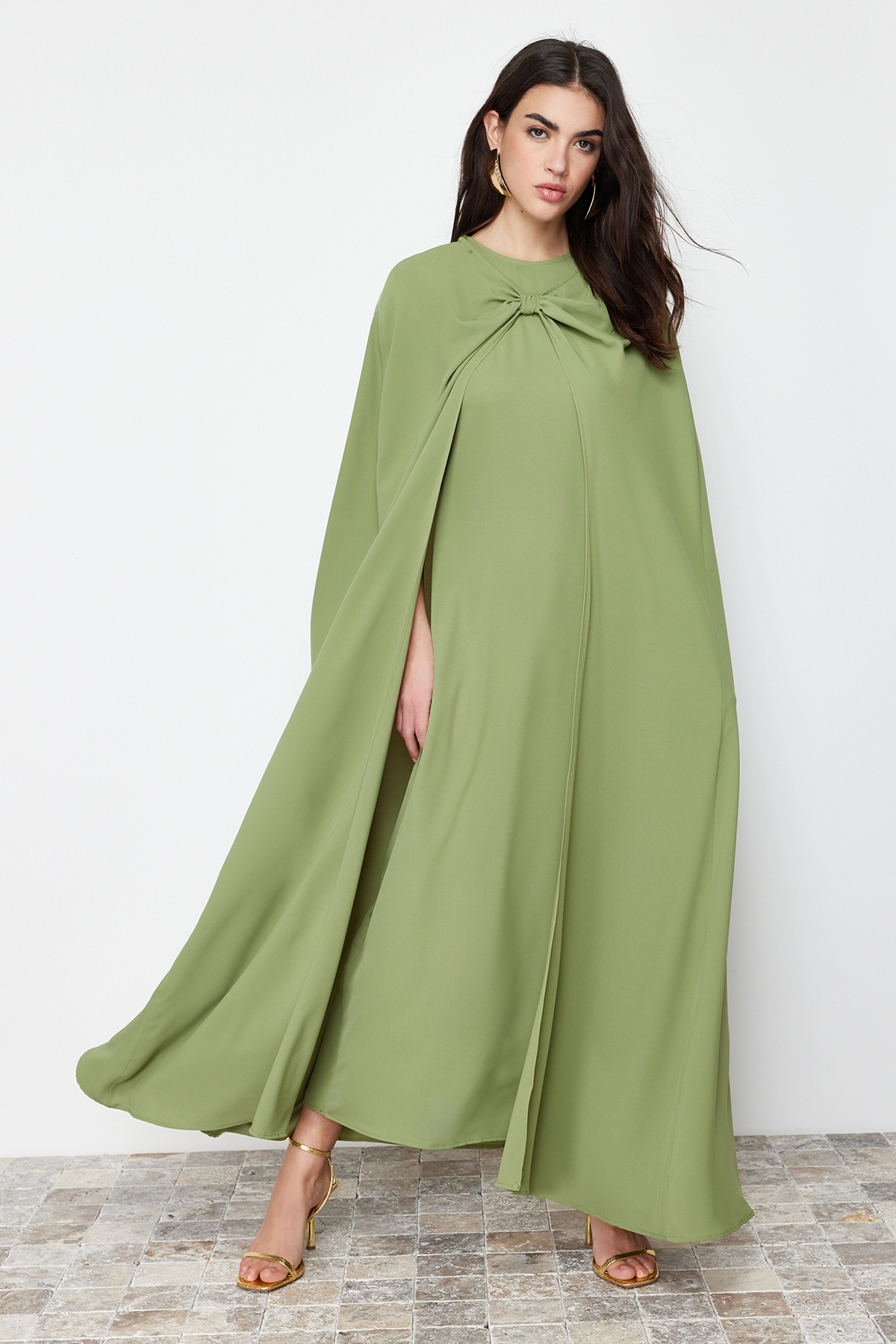 Trendyol Khaki Woven Kaftan Evening Dress