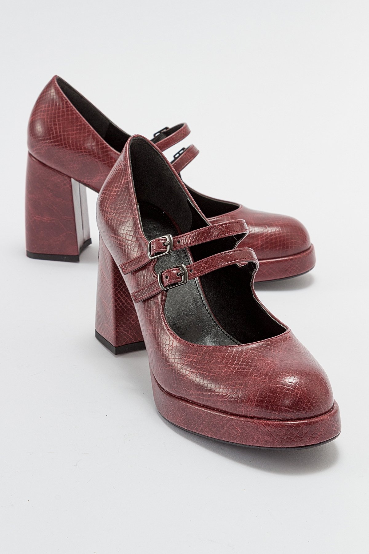 LuviShoes OREAS Burgundy Patterned Women's Heeled Shoes