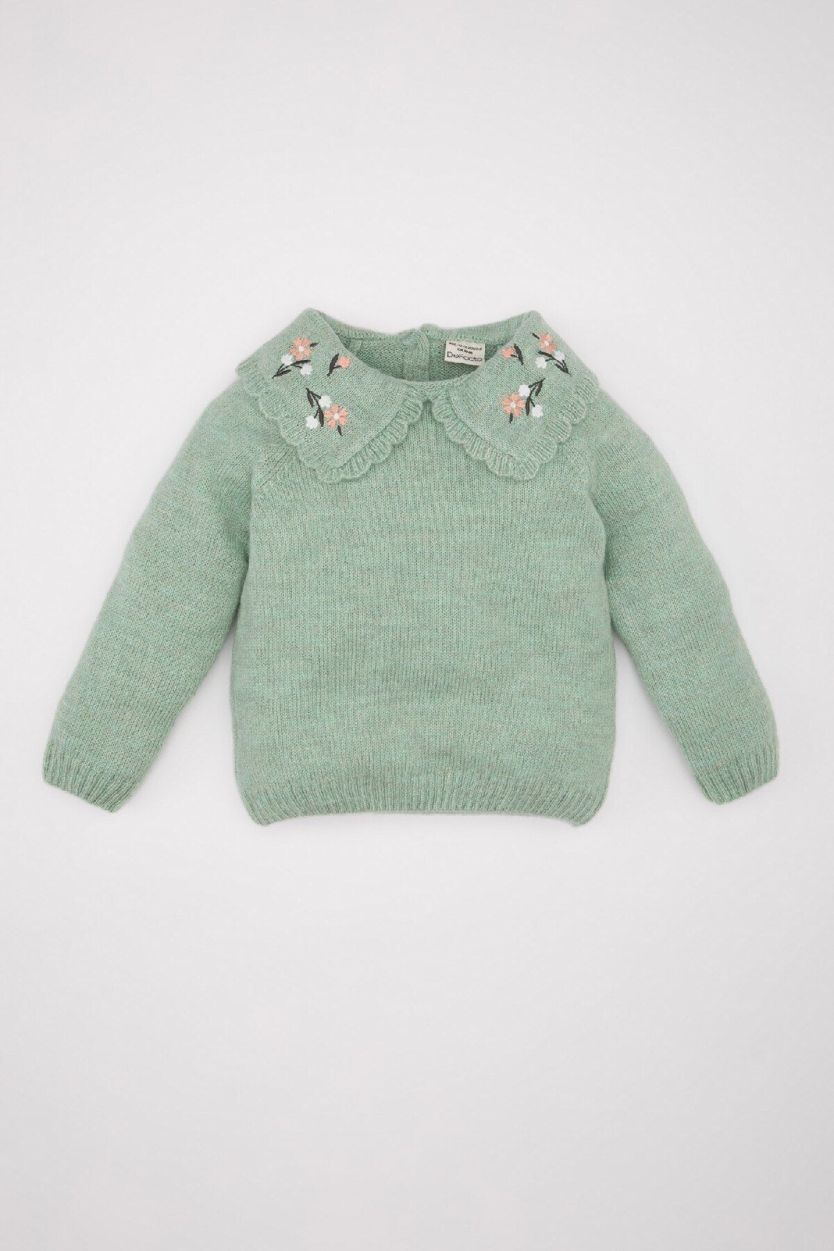 DEFACTO Baby Girl Floral Big Collar Sweater