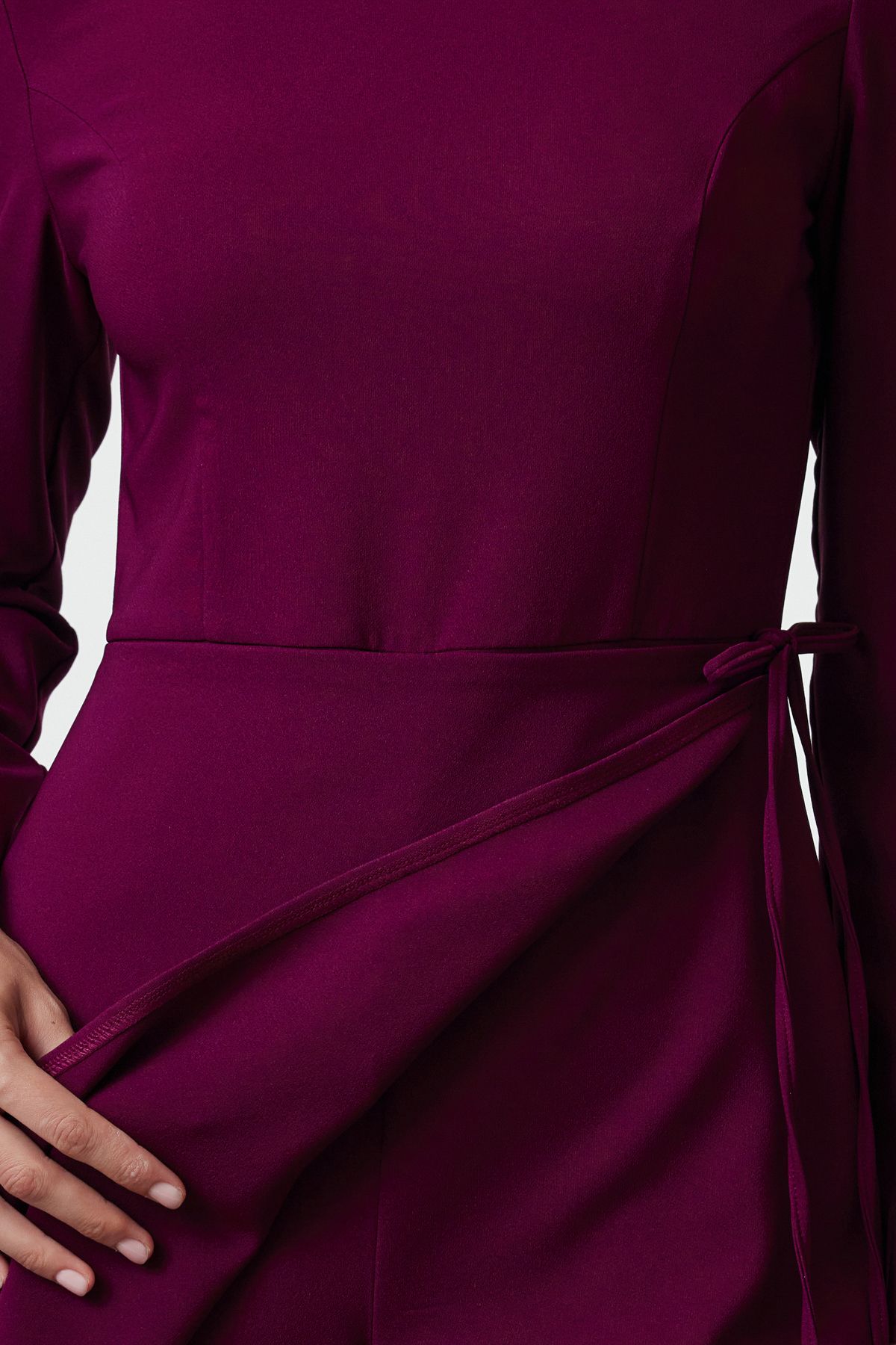 Trendyol Mini Woven Shorts Skirt Jumpsuit with Plum Tie Detail
