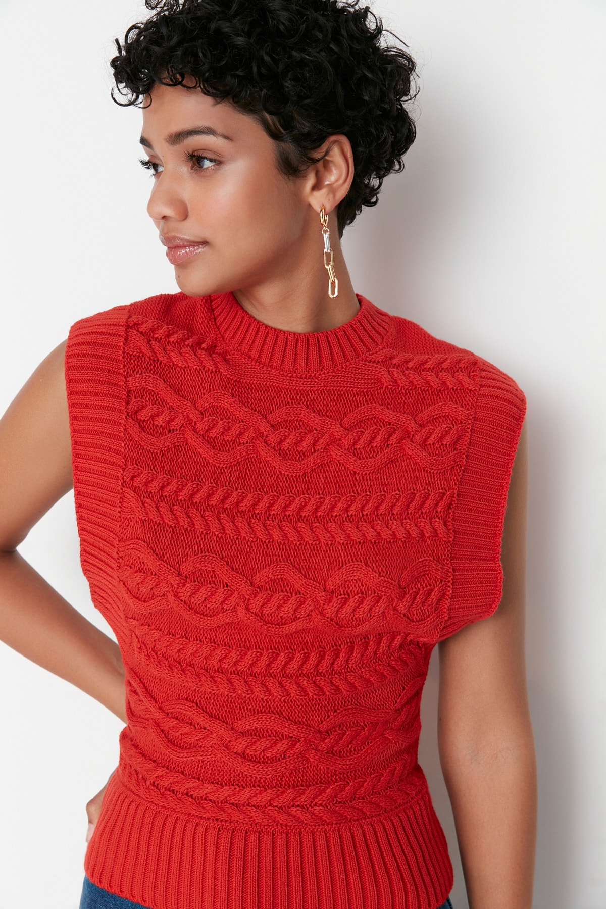 Trendyol Red Knit Detailed Knitwear Sweater