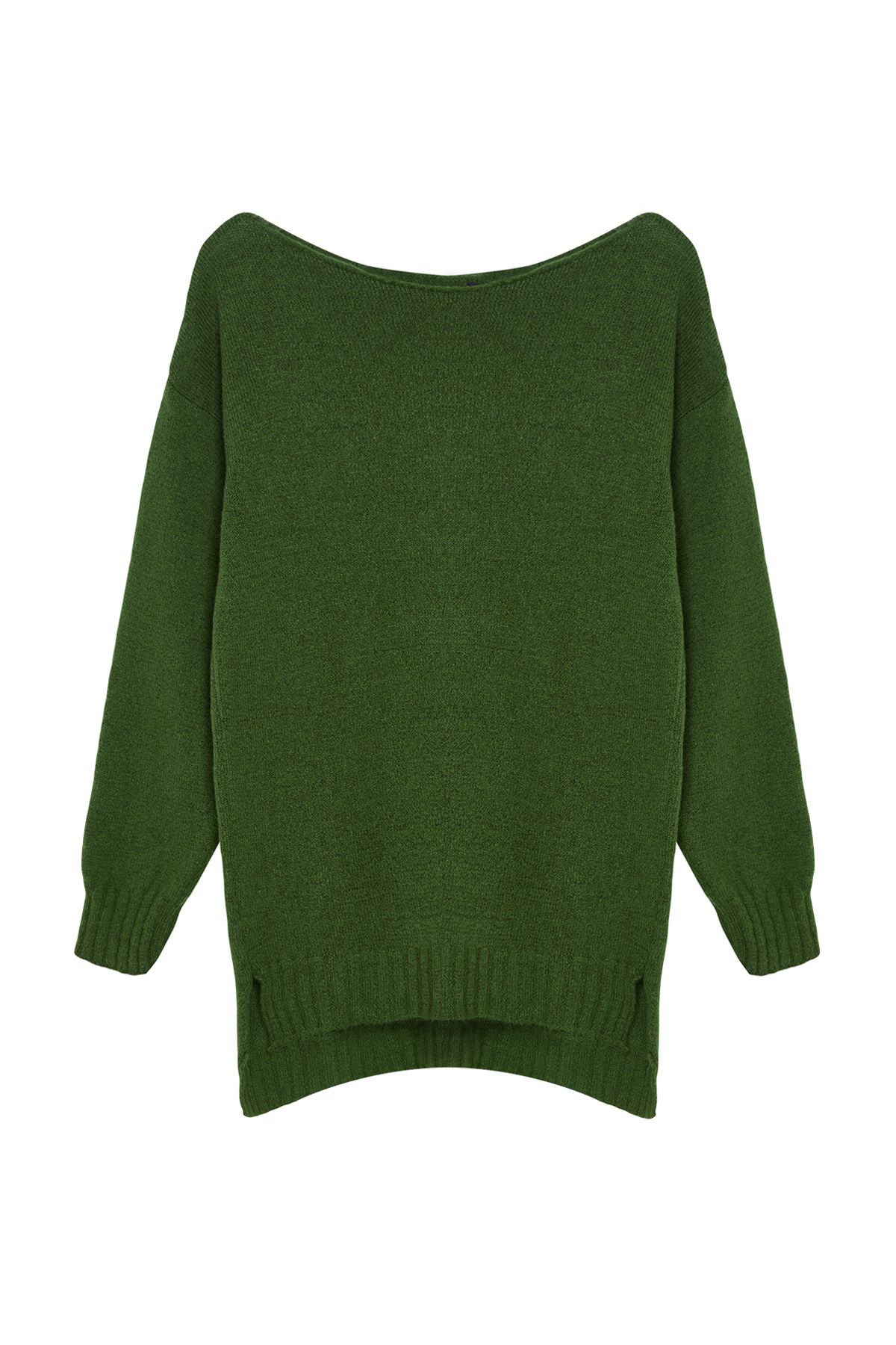 Trendyol Green Wool Boat Neck Basic Knitwear Sweater