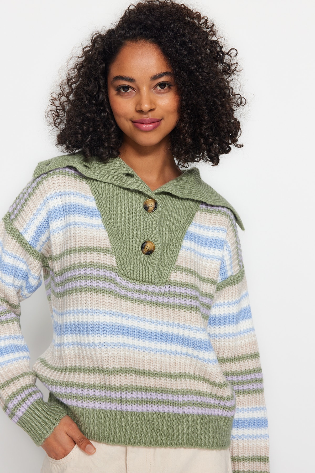 Trendyol Sweater - Green - Regular fit