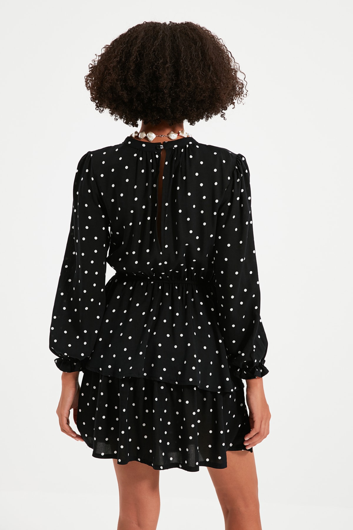 Trendyol Black Polka Dot Ruffle Dress