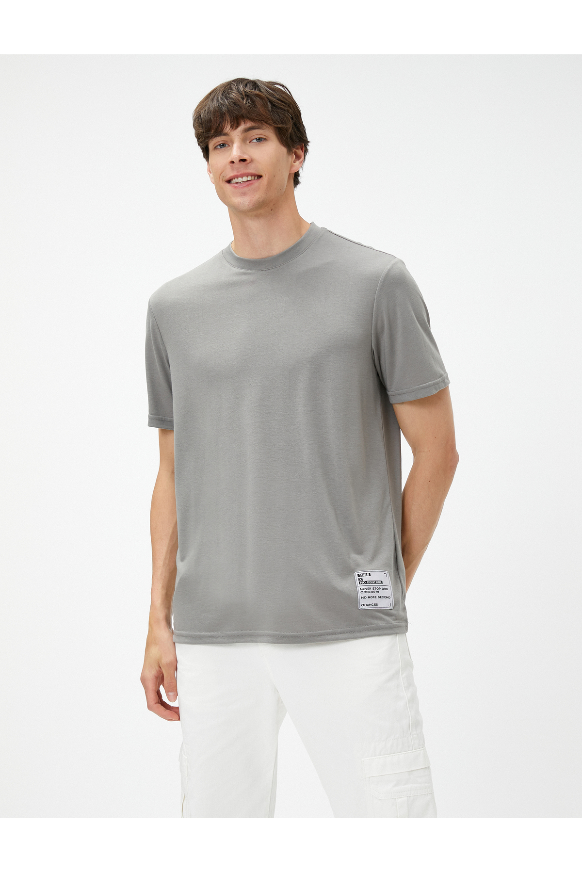Levně Koton Basic T-Shirts with Labels Printed on Crew Neck