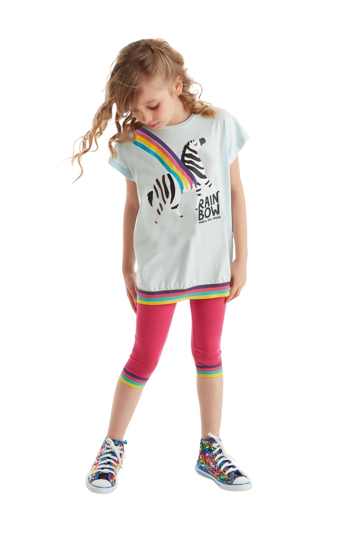 Levně mshb&g Rainbow Zebra Girls Kids T-shirt Leggings Suit