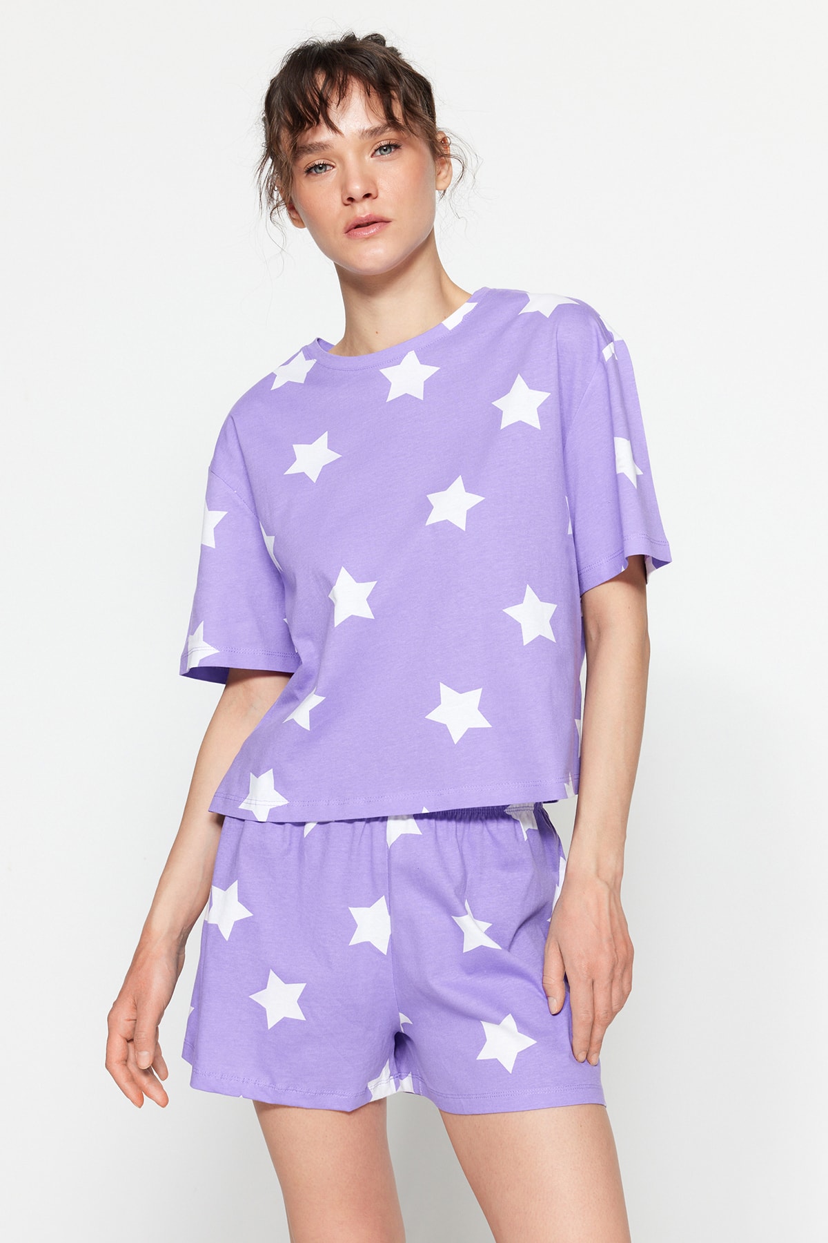 Trendyol Pajama Set - Purple - Geometric pattern