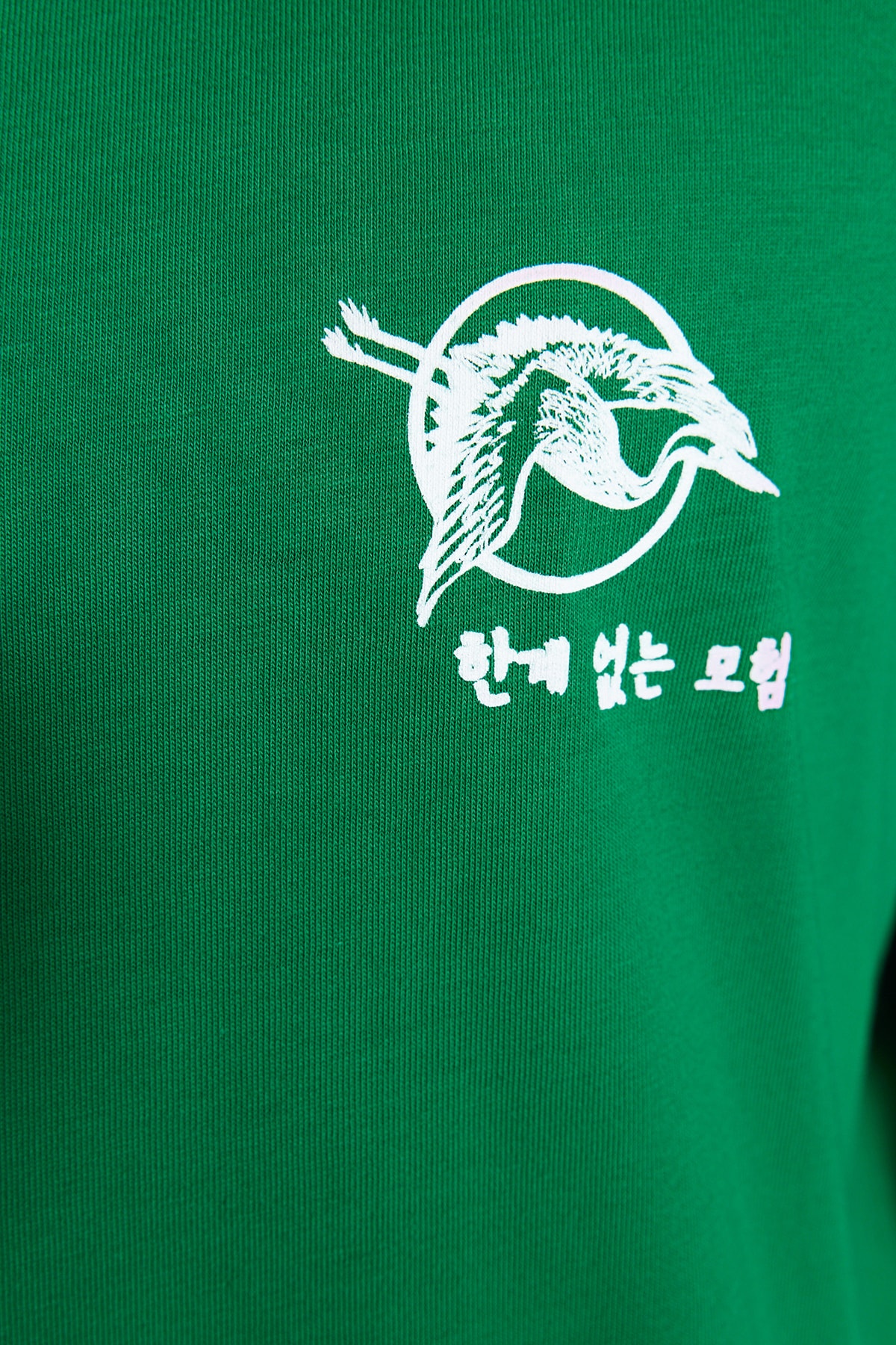 Trendyol Green pánske oversize/široké tričko so 100% bavlnenou potlačou Far Eastern