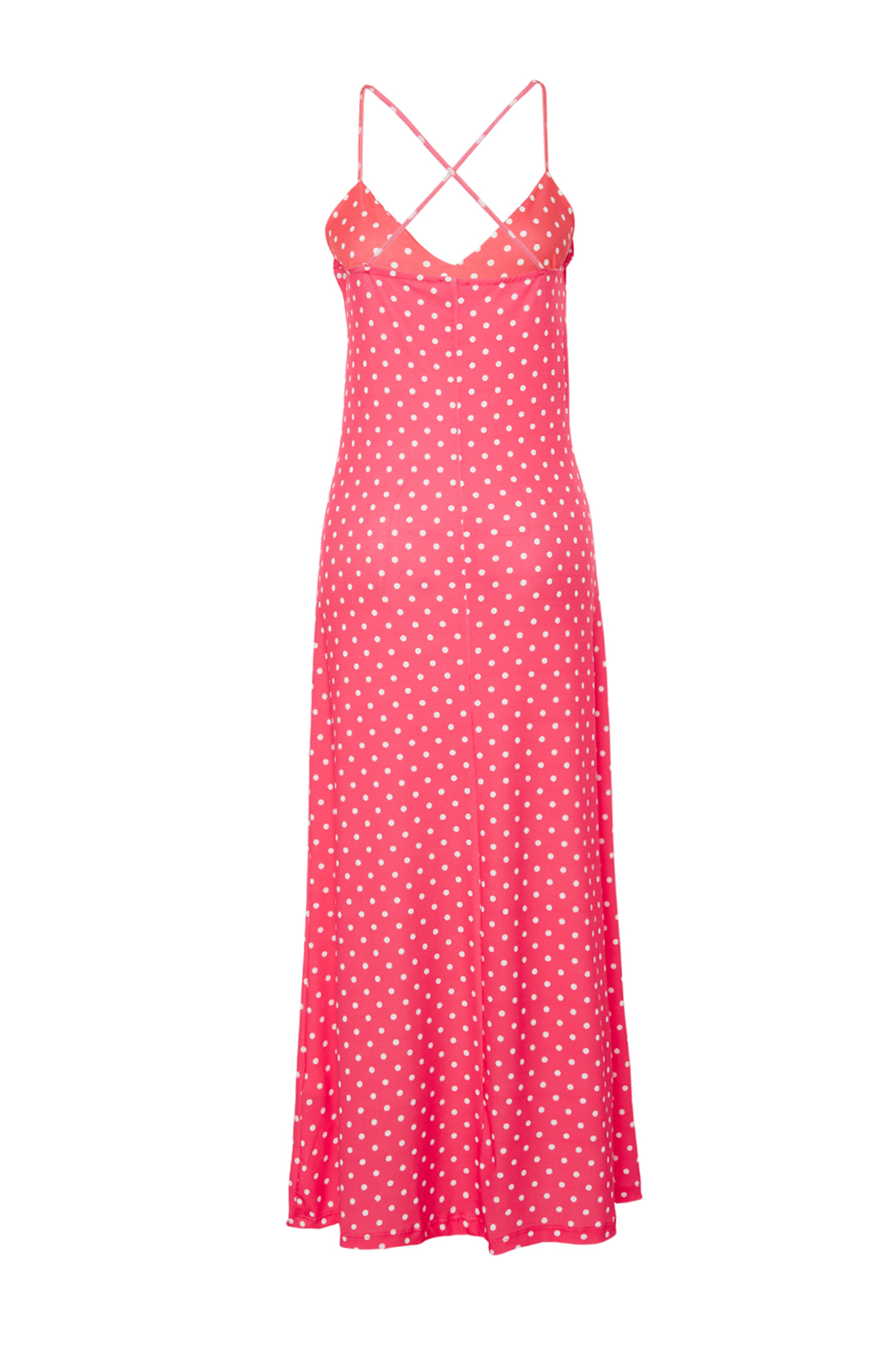 Trendyol Red Adjustable Strap Polka Dot A Cut/Bell Shape Flexible Knitted Maxi Dress