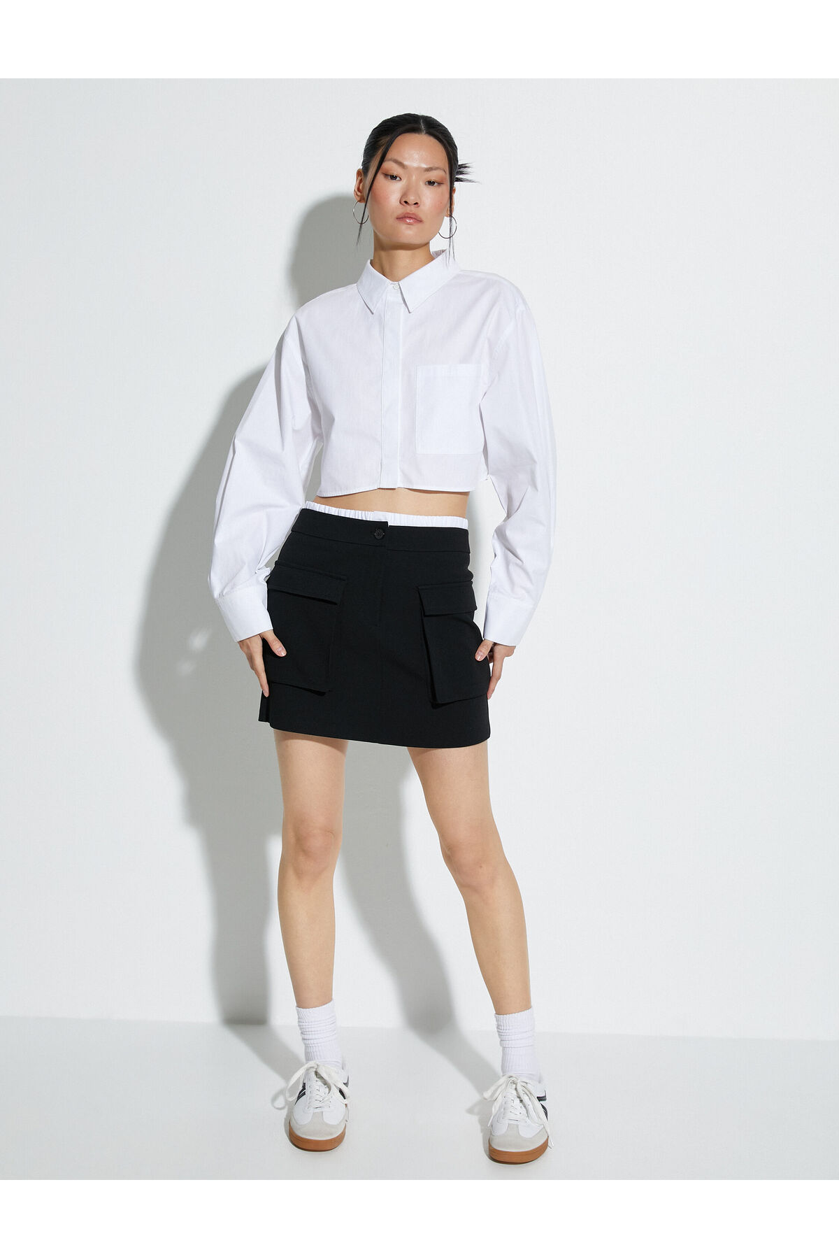 Koton Cargo Skirt Cargo Pocket Elastic Waist Detail