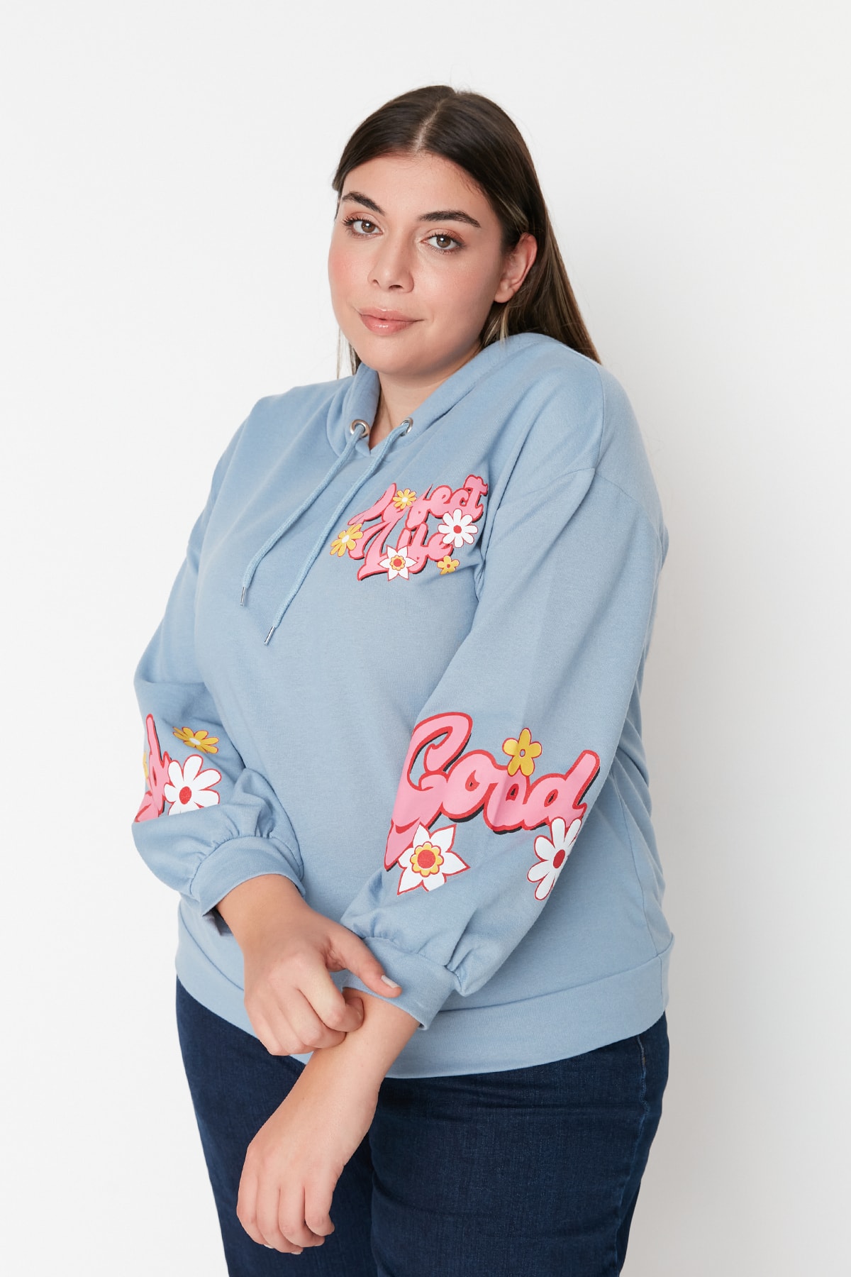 Trendyol Curve Plus Size Sweatshirt - Blau - Regular fit