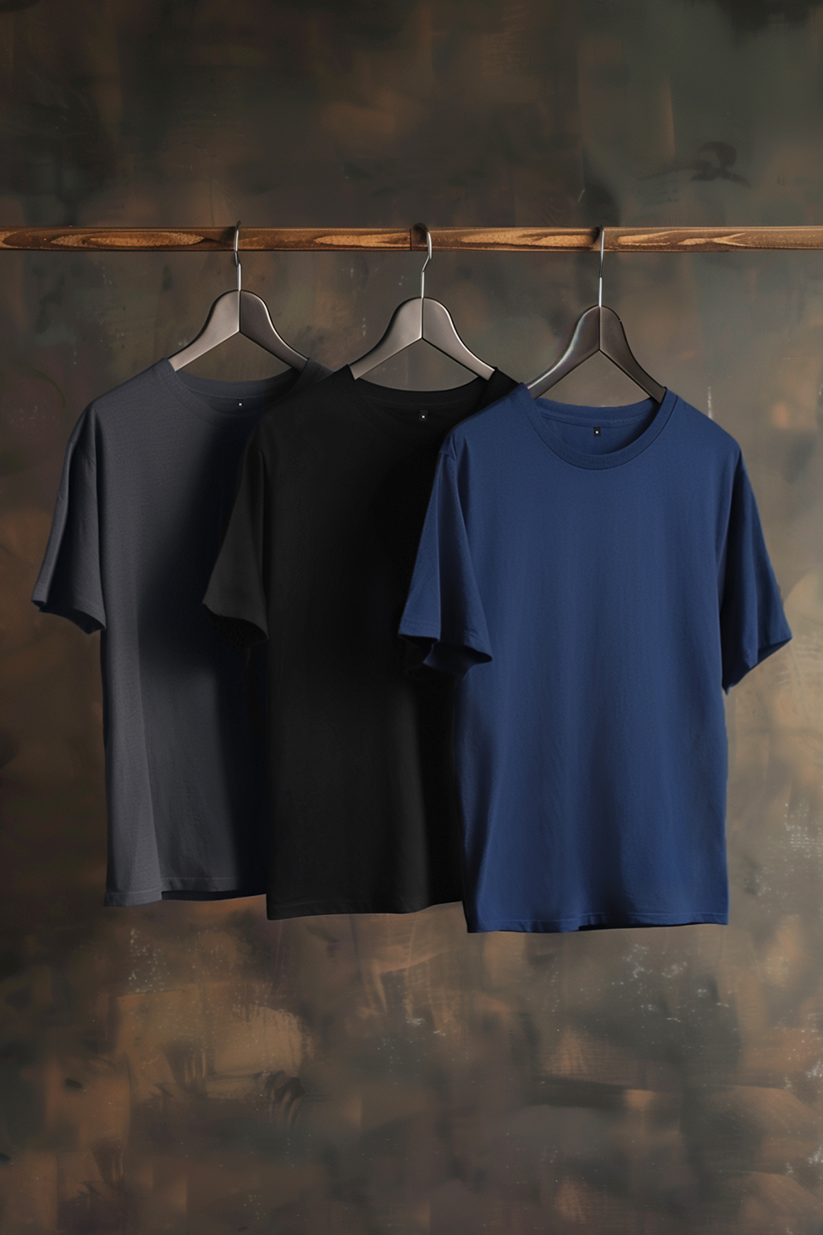 Levně Trendyol 3-Pack Black-Navy Blue-Anthracite Regular/Normal Cut Basic T-Shirt