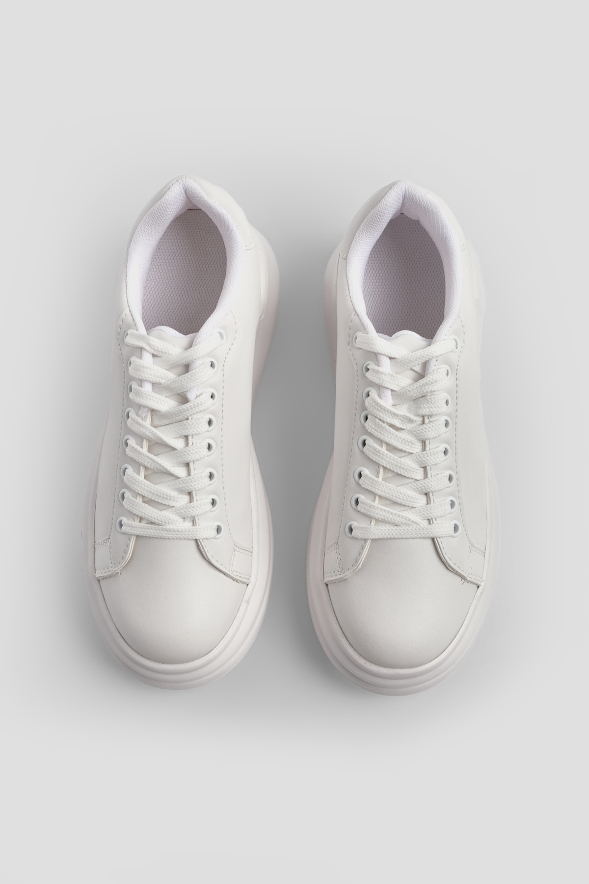 Marjin Women's Sneakers High-Sole Lace-Up Sneakers Bekor alb