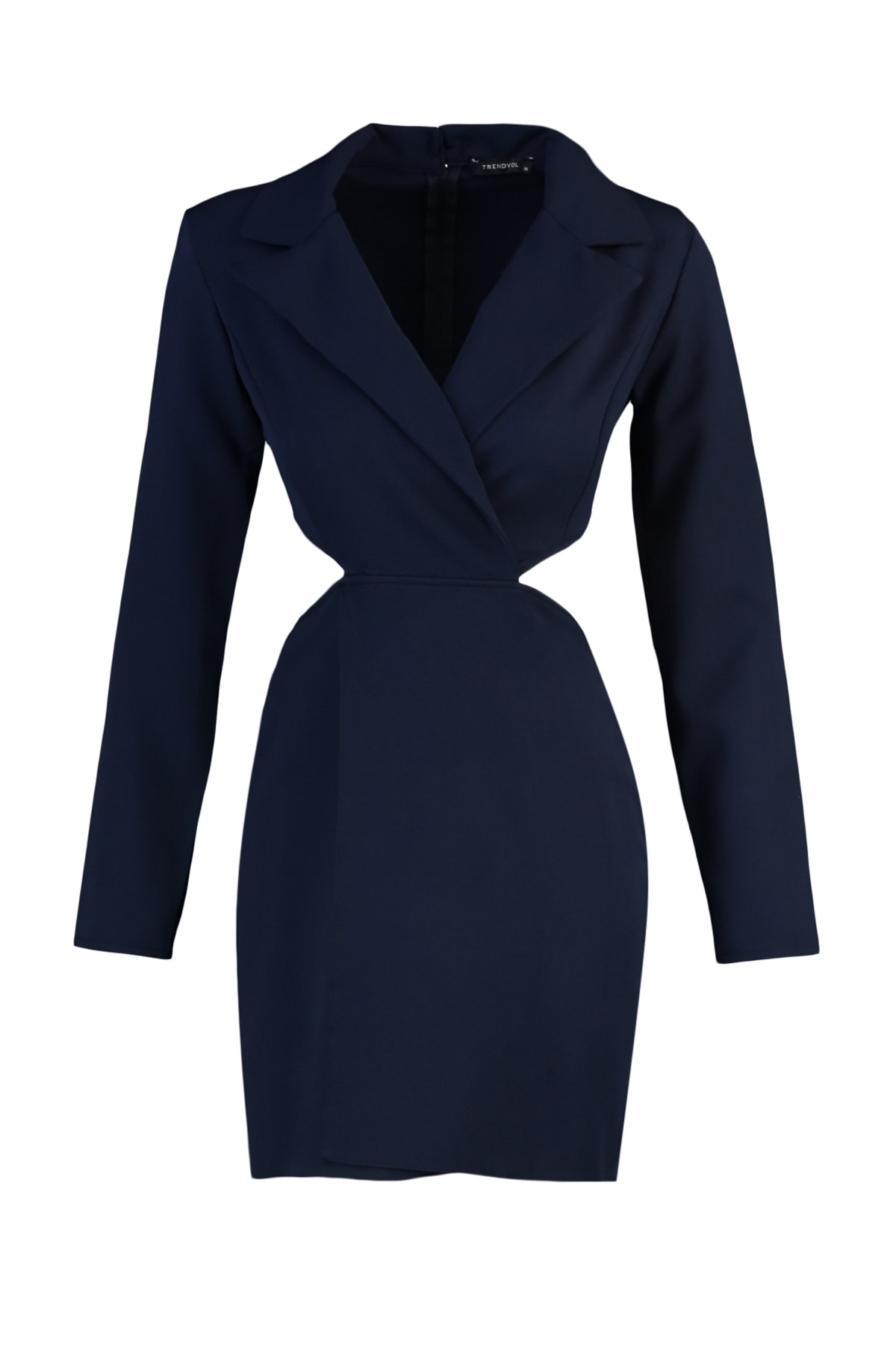 Trendyol bleumarin mini țesut decupat detaliu jachetă rochie țesută