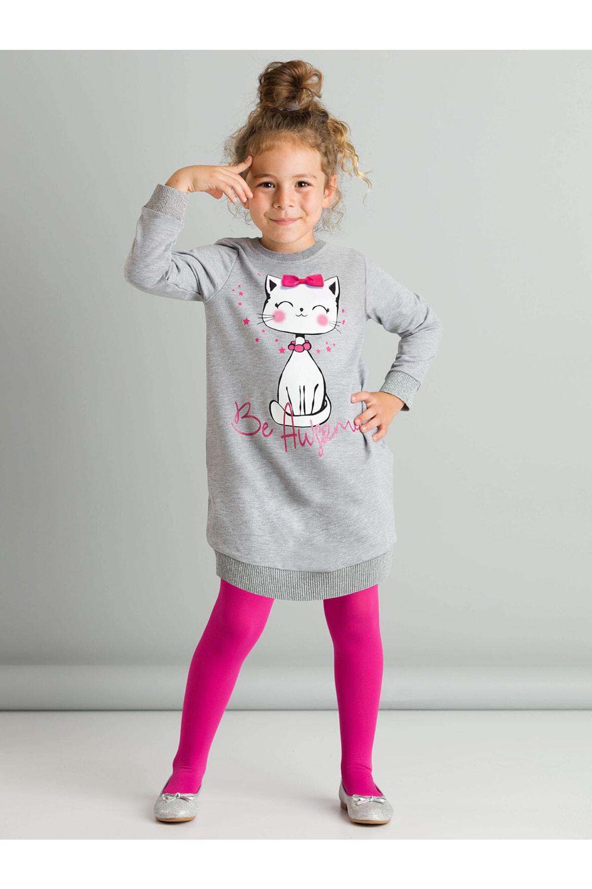 Levně Dívčí šaty Mushi MS-20S1-404/Gray Pink White