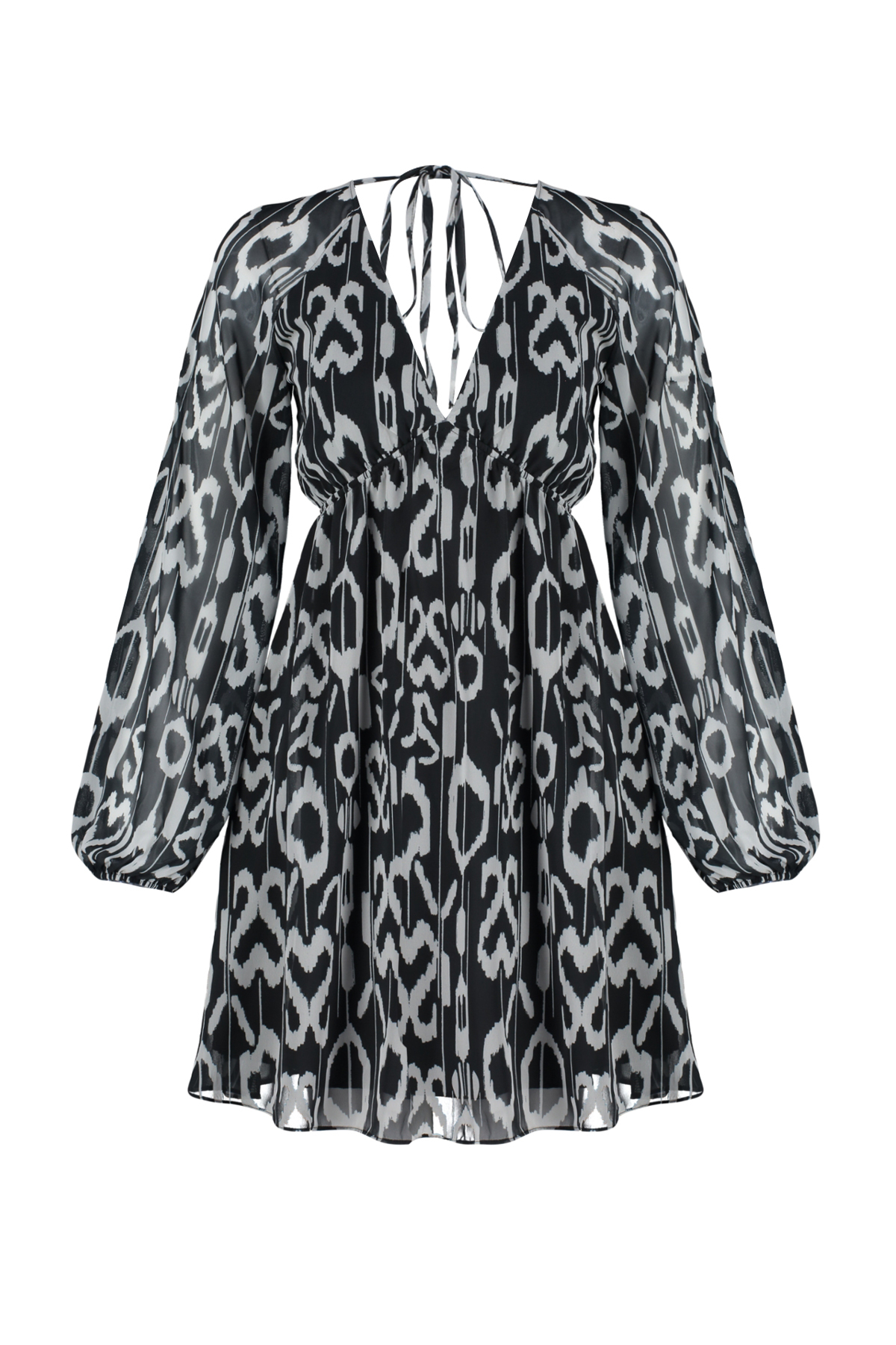 Rochie țesută țesută Trendyol Black V-Neck Model