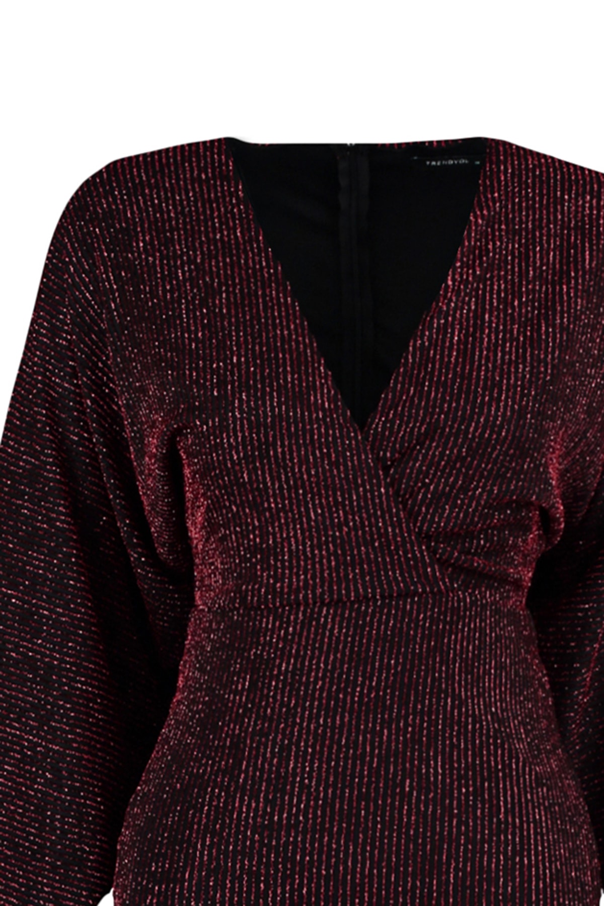 Rochie de seara detaliata Trendyol Claret Red Shimmer