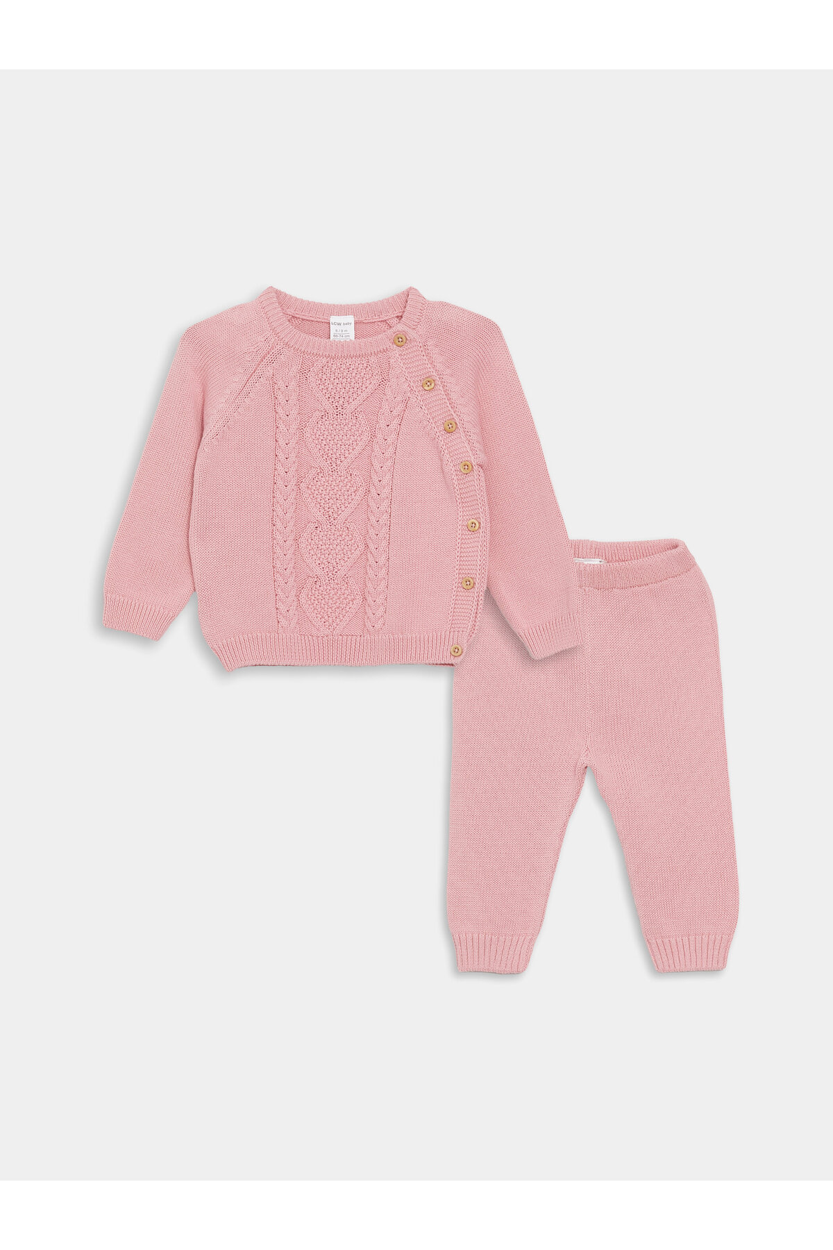 LC Waikiki Crew Neck Long Sleeve Basic Baby Girl Knitwear Sweater And Trousers 2-Piece Set