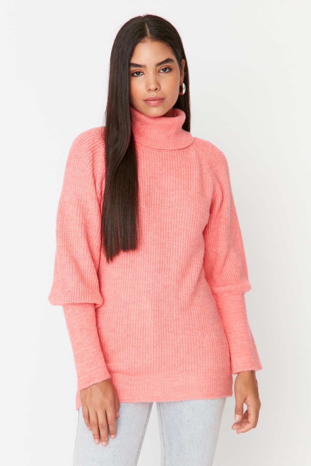 Trendyol Soft Textured Fuchsia Turtleneck Knitwear Sweater