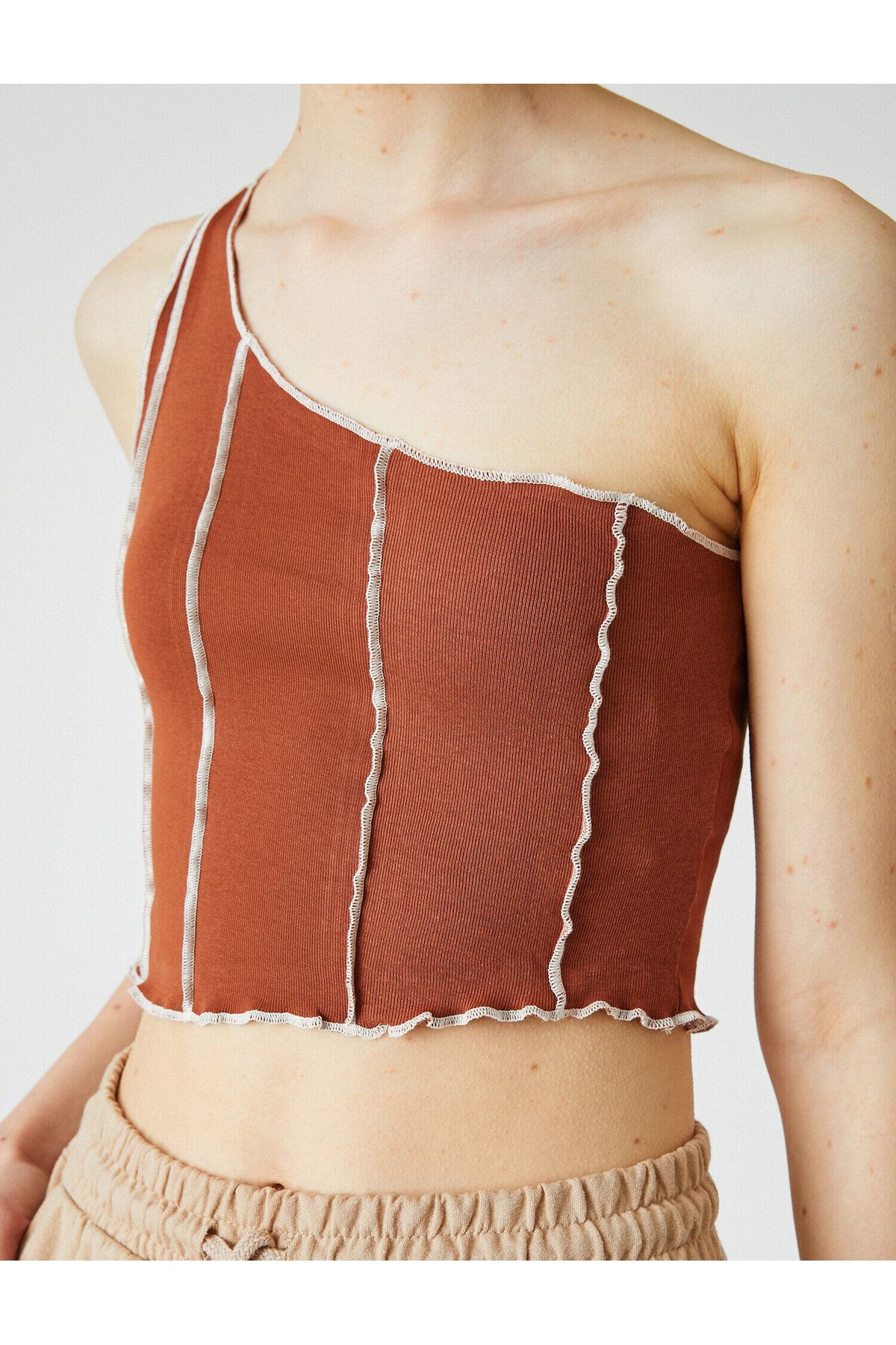 Koton One-Shoulder Crop Singlet