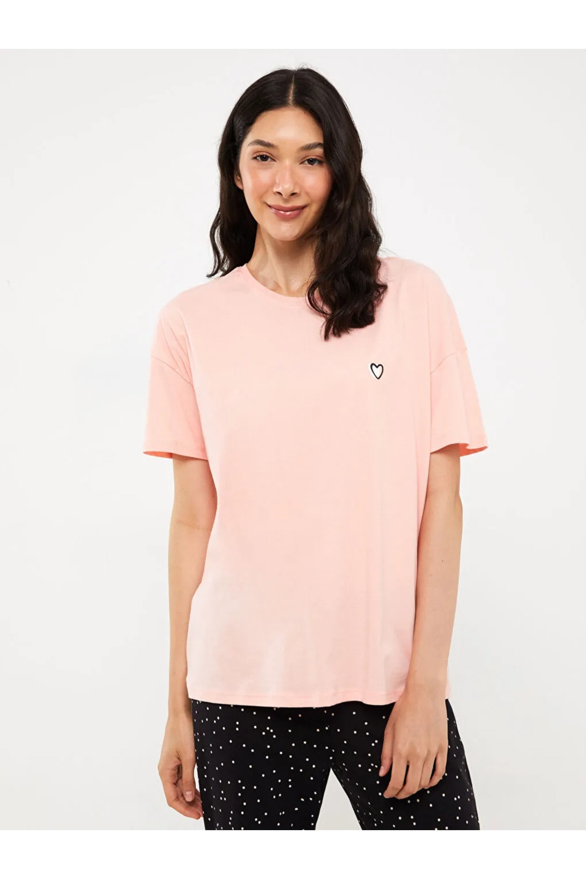 LC Waikiki Women's Crewneck Printed Short Sleeved Pajamas Top