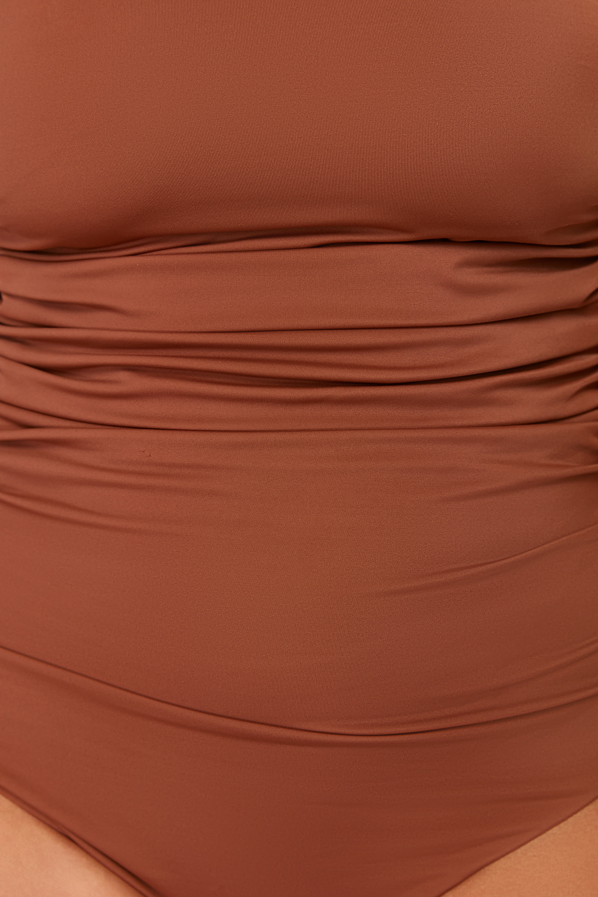 Trendyol Curve Brown One Shoulder Swimsuit