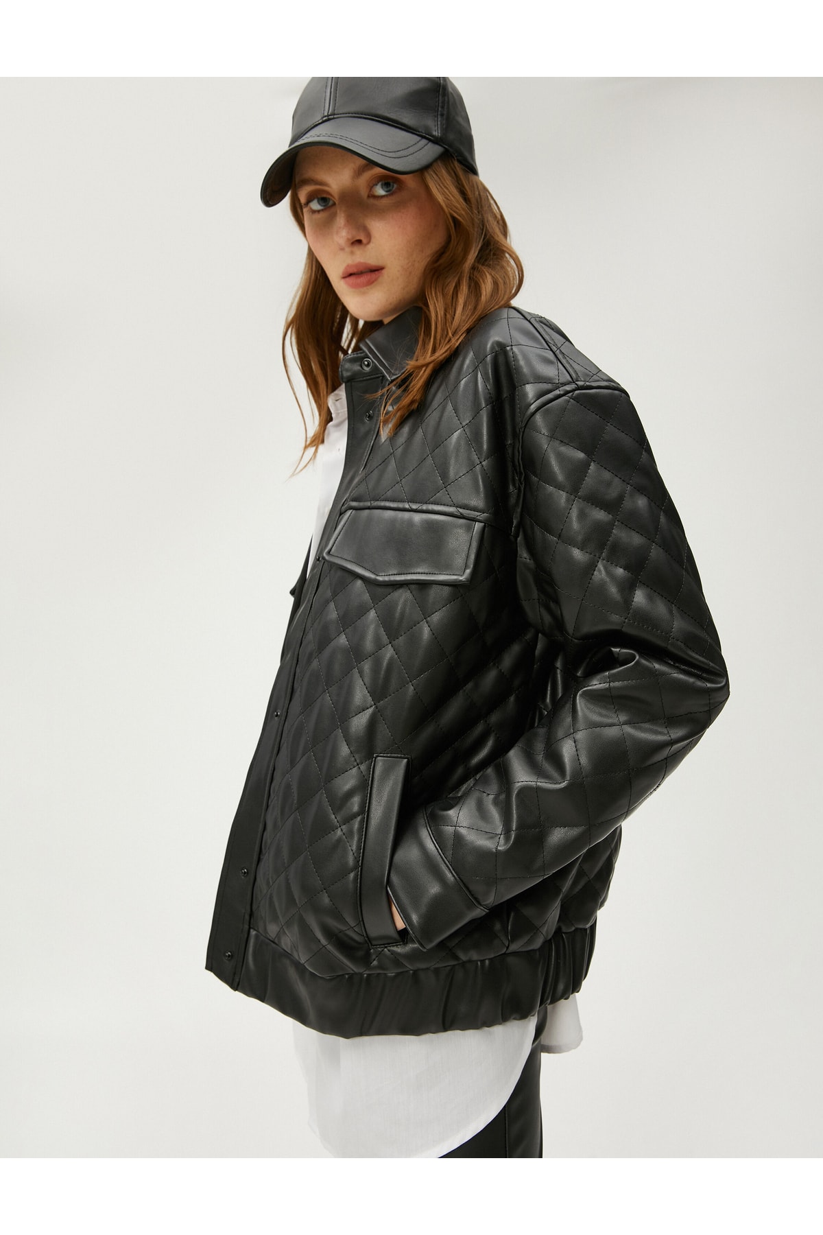 Levně Prošívaná bunda Koton Leather Look