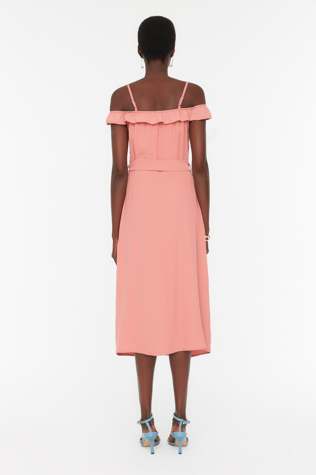 Rochie țesută Trendyol Pink Belted Shirt