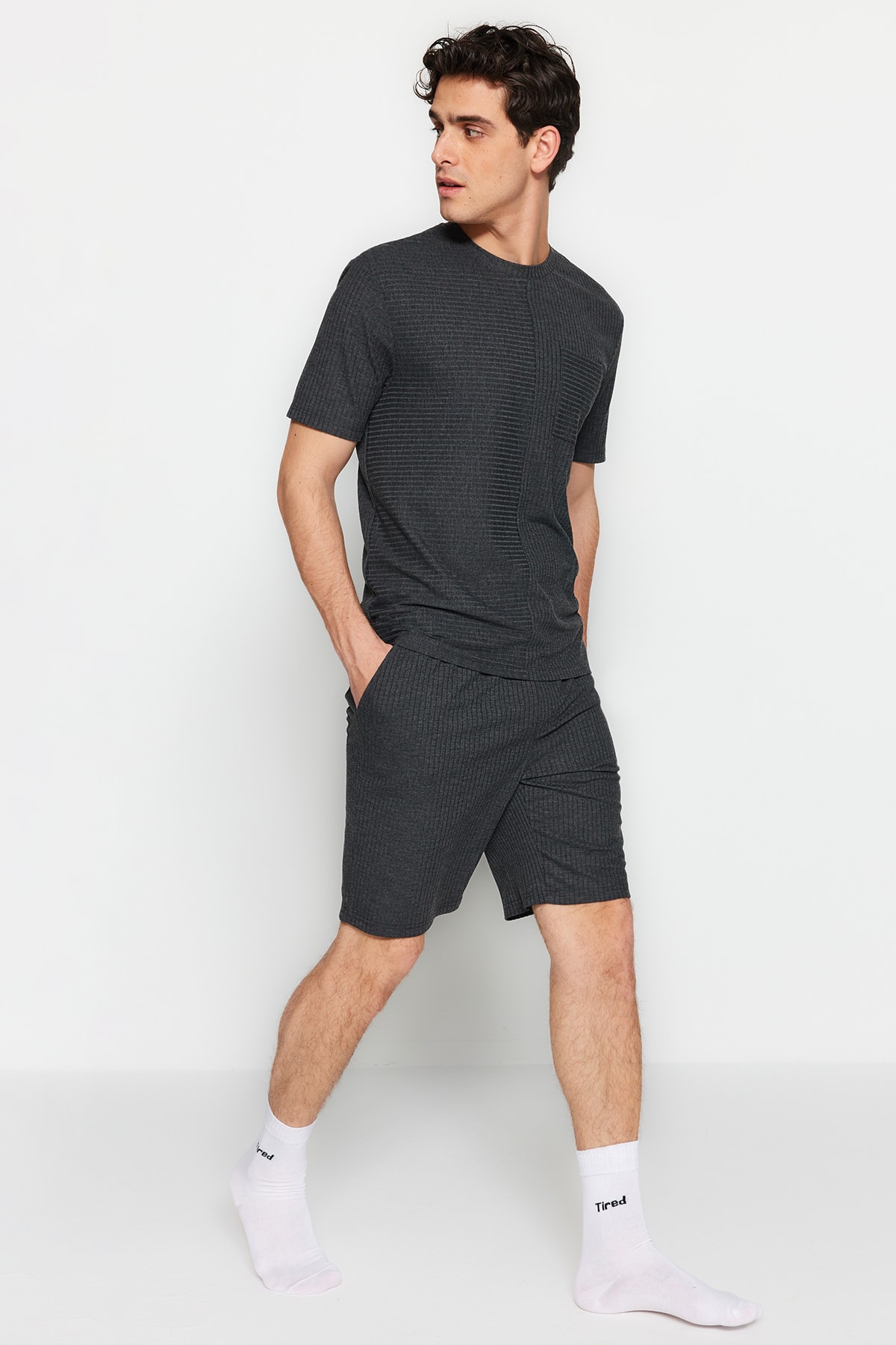 Trendyol Pajama Set - Gray - Plain