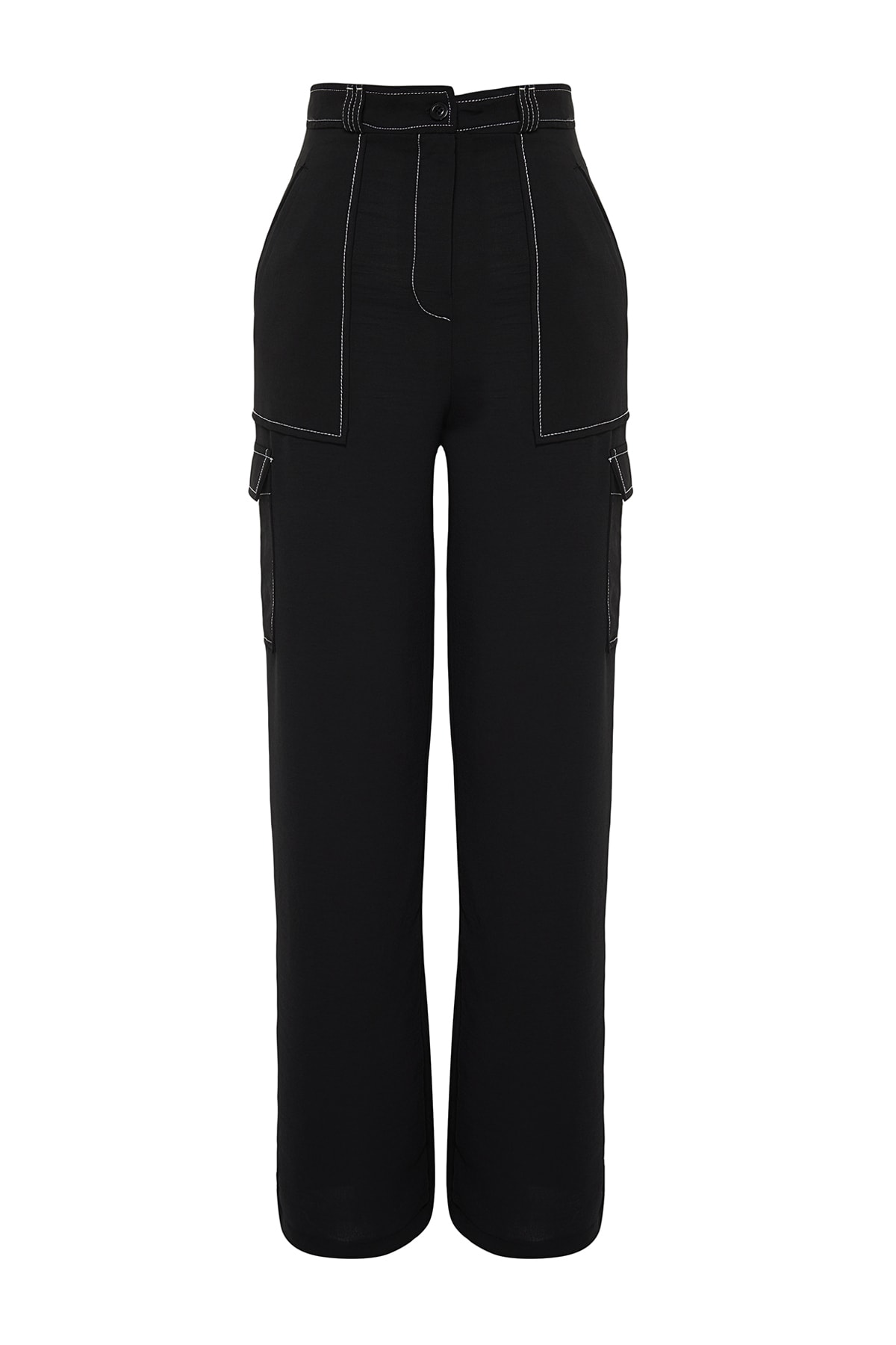 Pantaloni largi de damă Trendyol Contrast Stitch