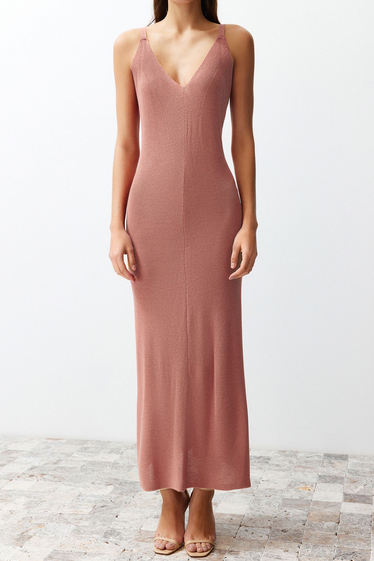 Trendyol Dusty Rose Maxi Knitwear Basic Dress