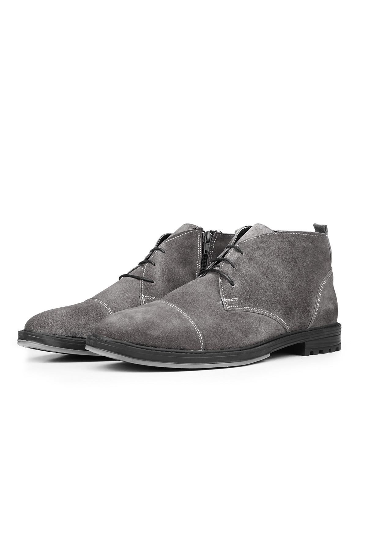 Levně Ducavelli Masquerade Genuine Leather Anti-Slip Sole Daily Boots Gray