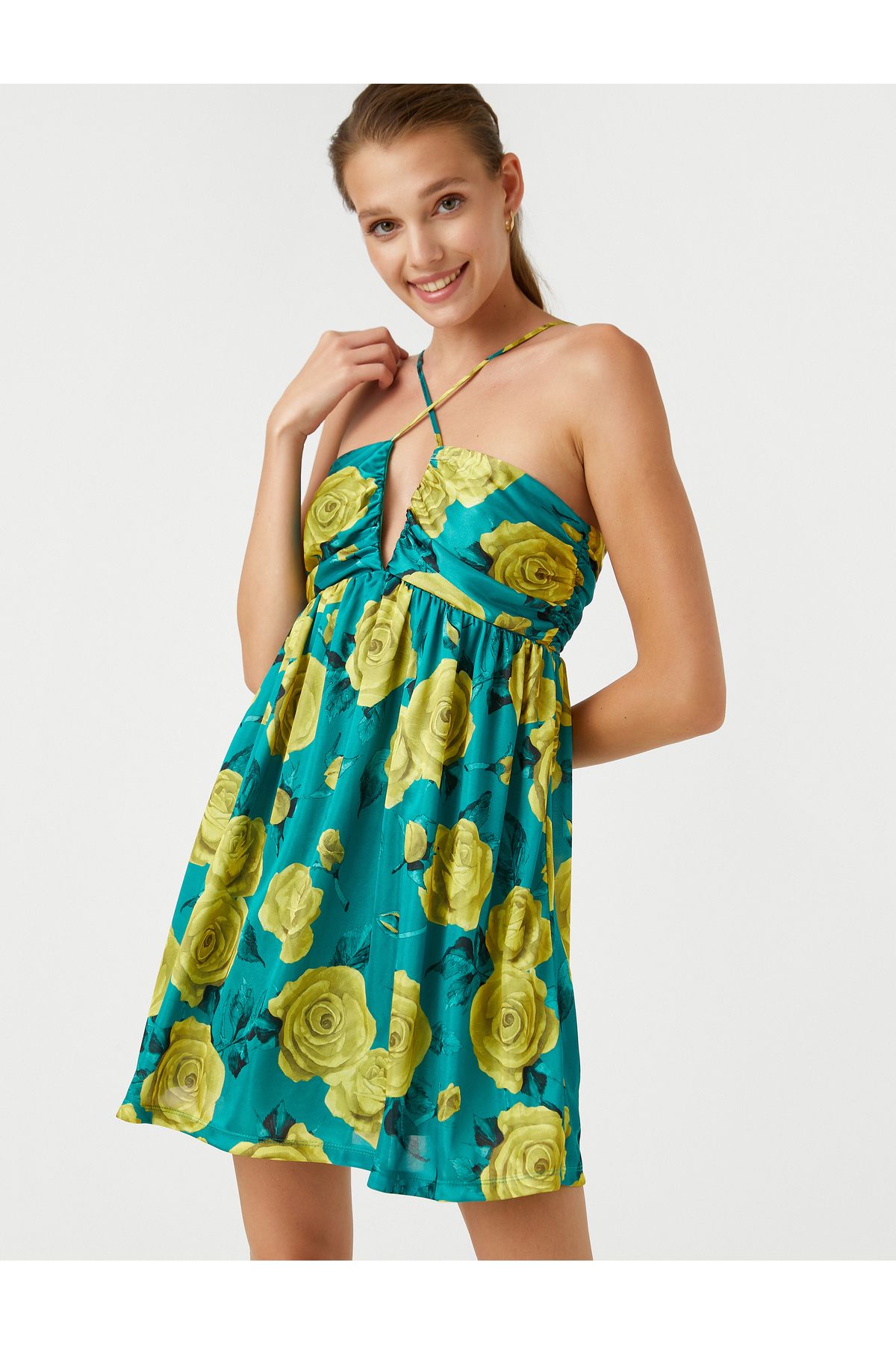 Rochie mini florala Koton cu decolteu halter