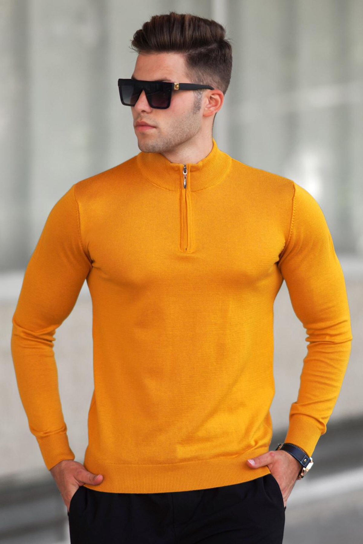 Levně Madmext Mustard Men's Sweater 5176