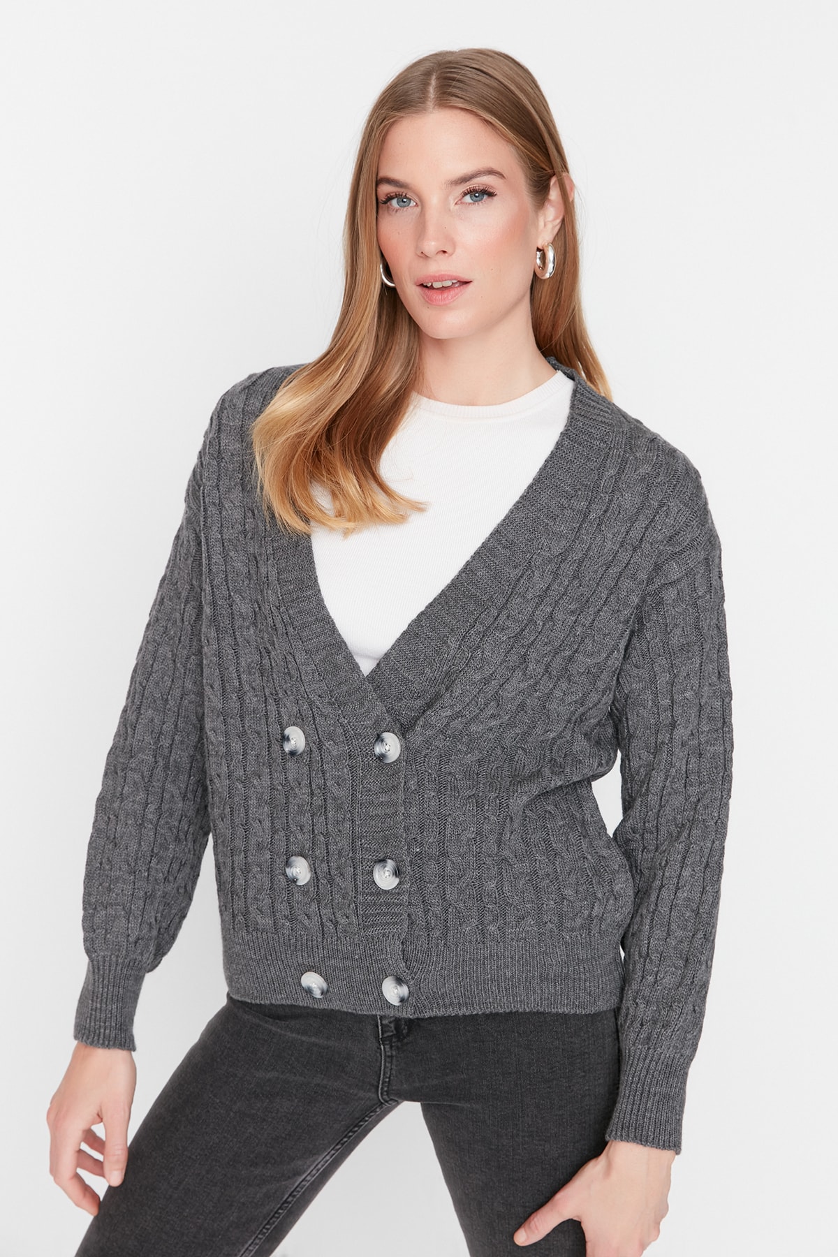 Trendyol Cardigan - Gray - Regular fit