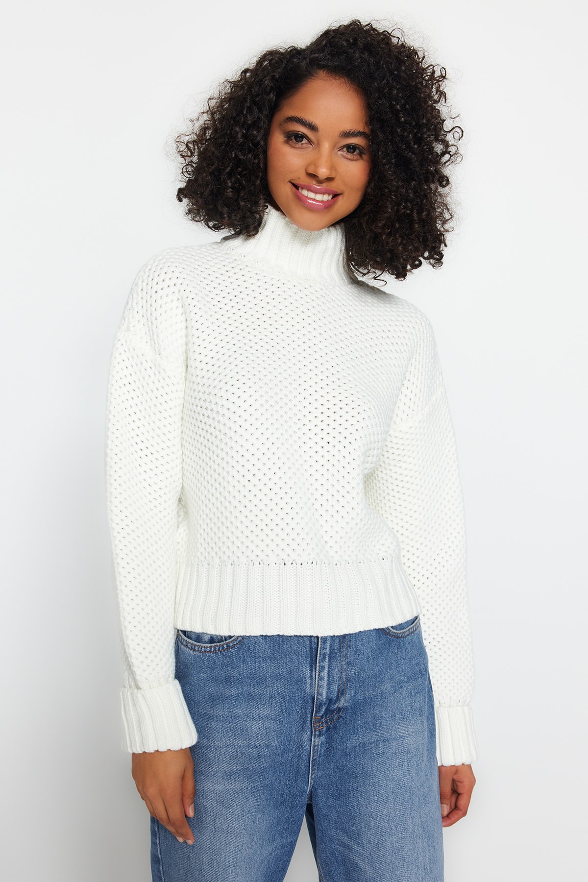 Trendyol Sweater - Ecru - Regular fit