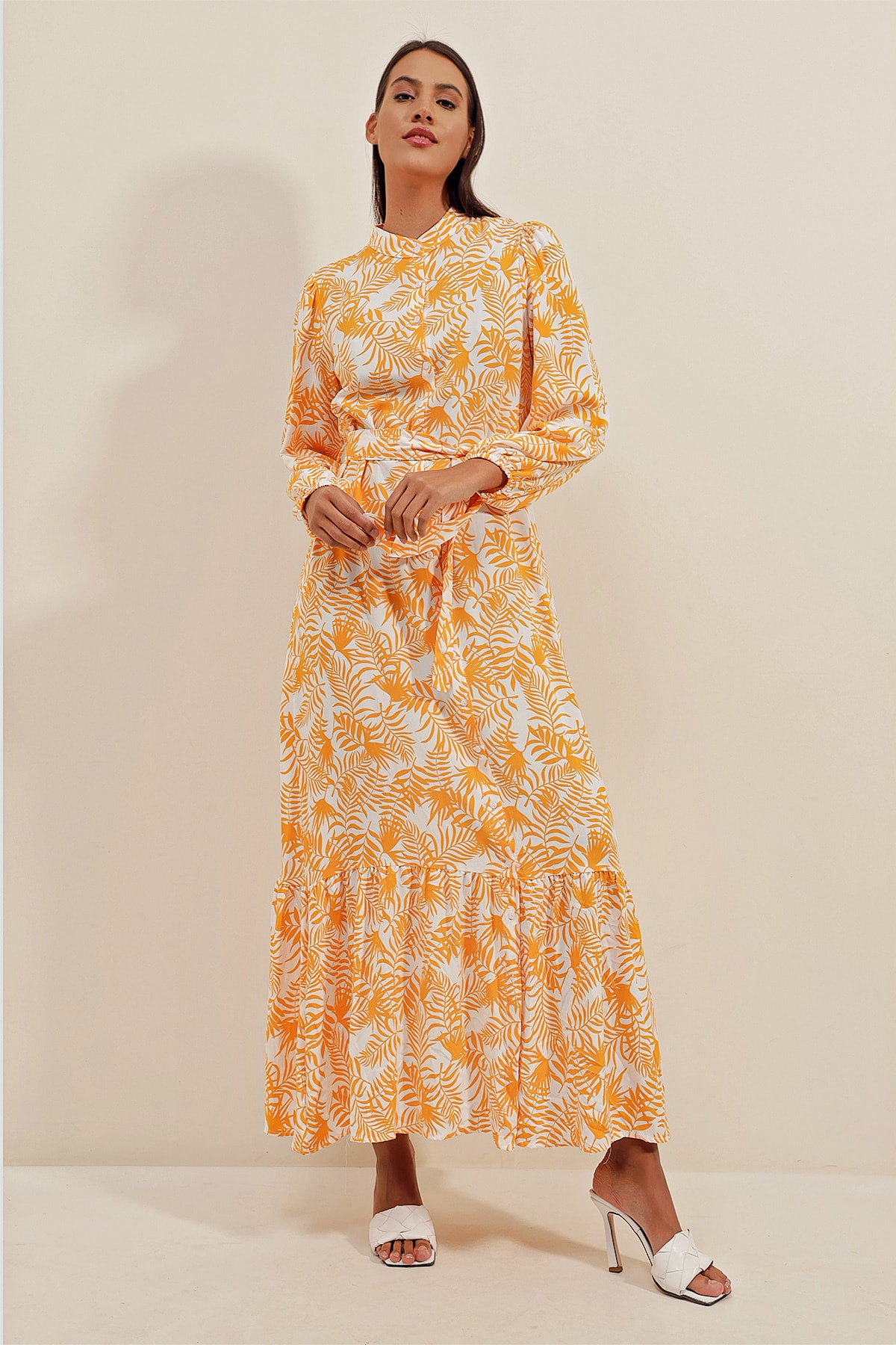 Levně Bigdart 2158 Exotic Pattern Dress - Saffron