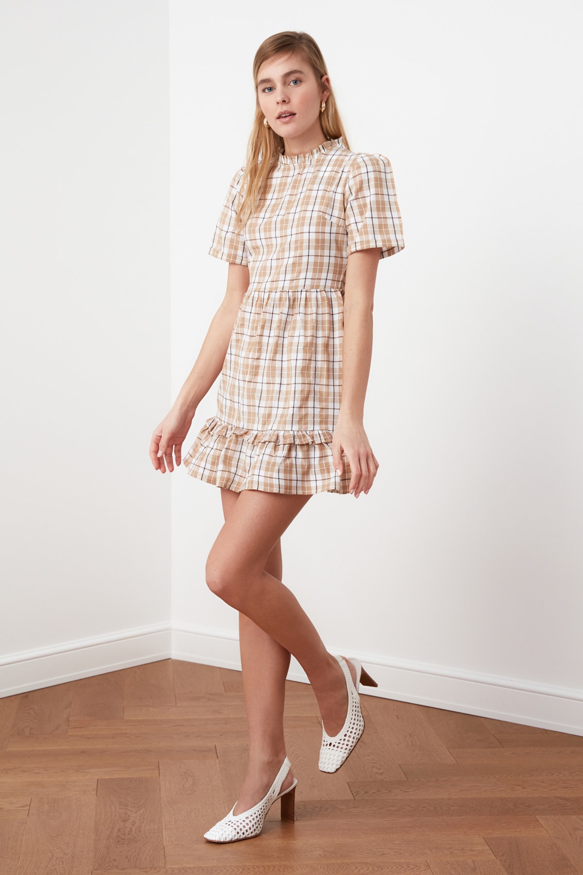 plaid ruffle dress